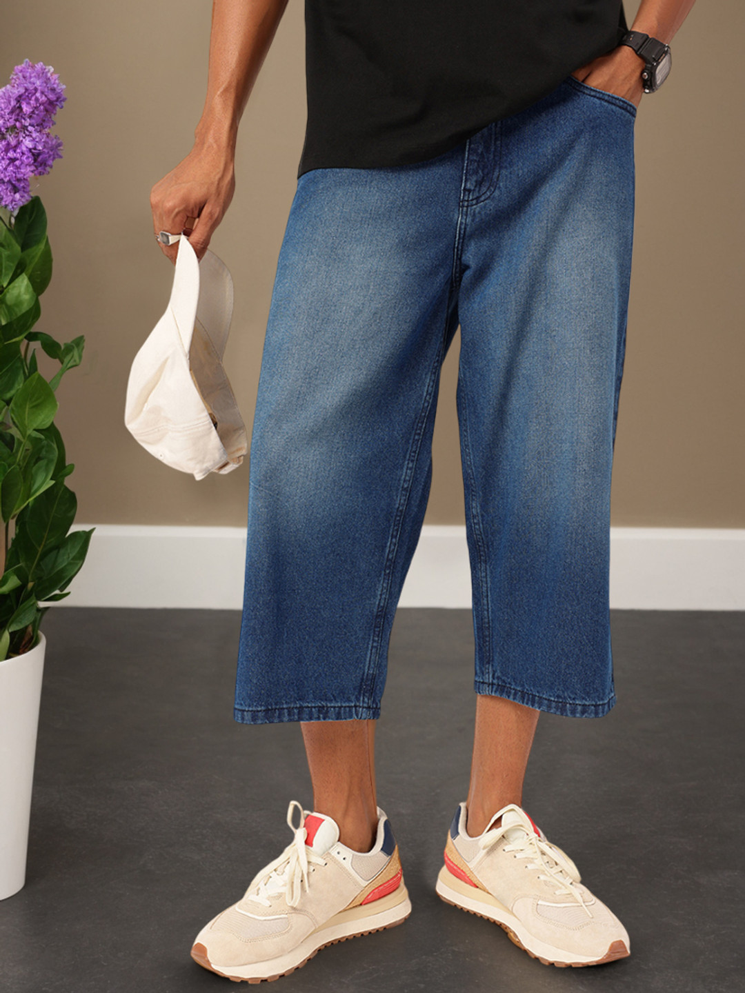 Kook N Keech Men Long 3/4th Denim Shorts