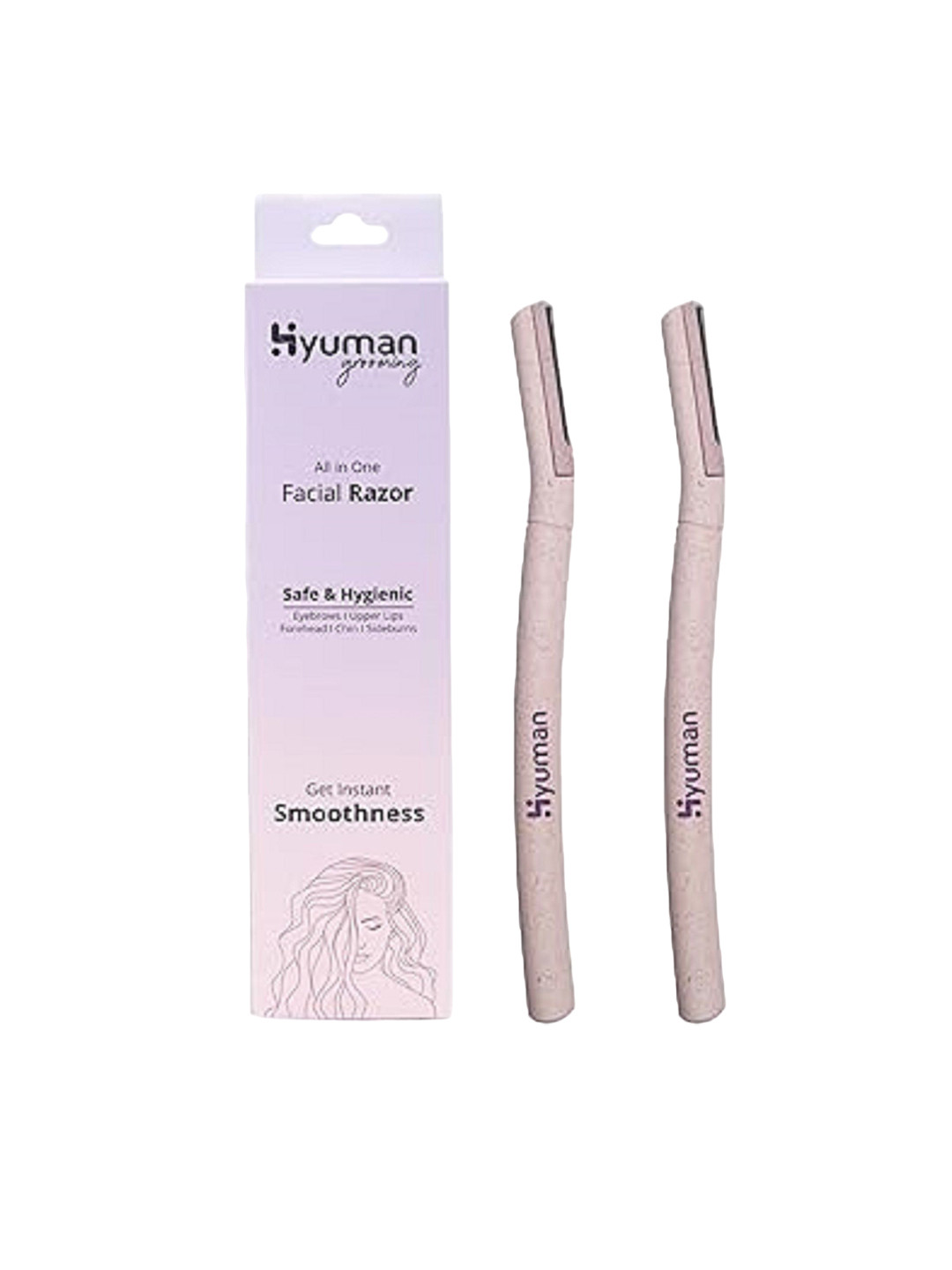 HYUMAN Set Of 2 Stainless Steel Anti Slip Grip All In One Facial Razors