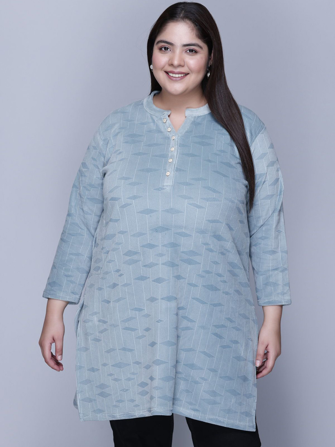 IN Love Printed Straight Plus Size Kurta