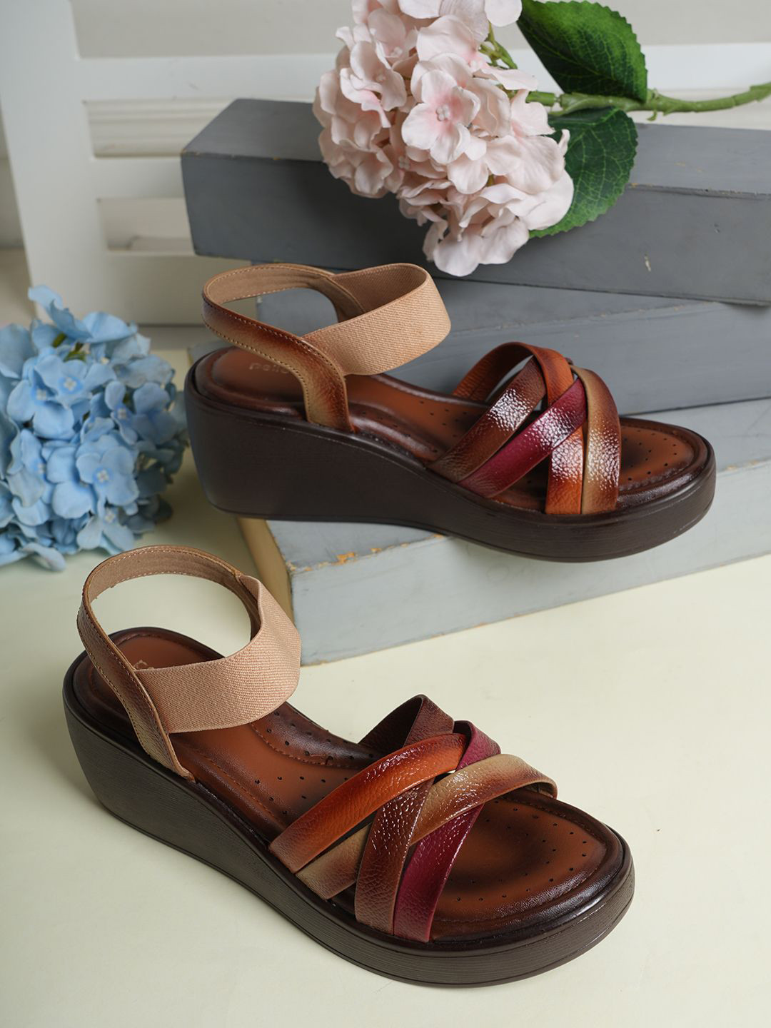 pelle albero Women Leather Wedge Sandals