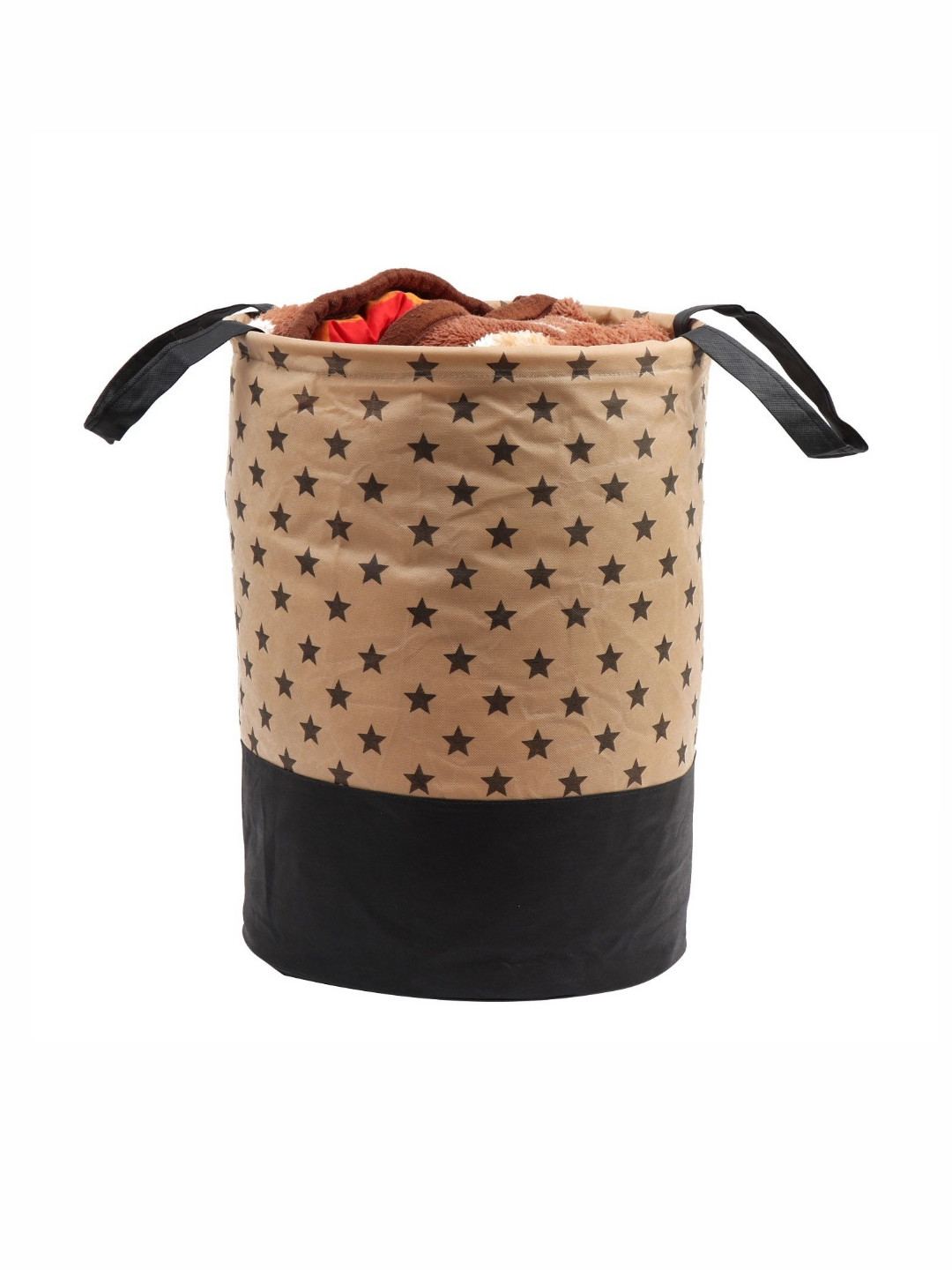 Aura Beige & Black Conversational Printed Foldable Laundry Bag