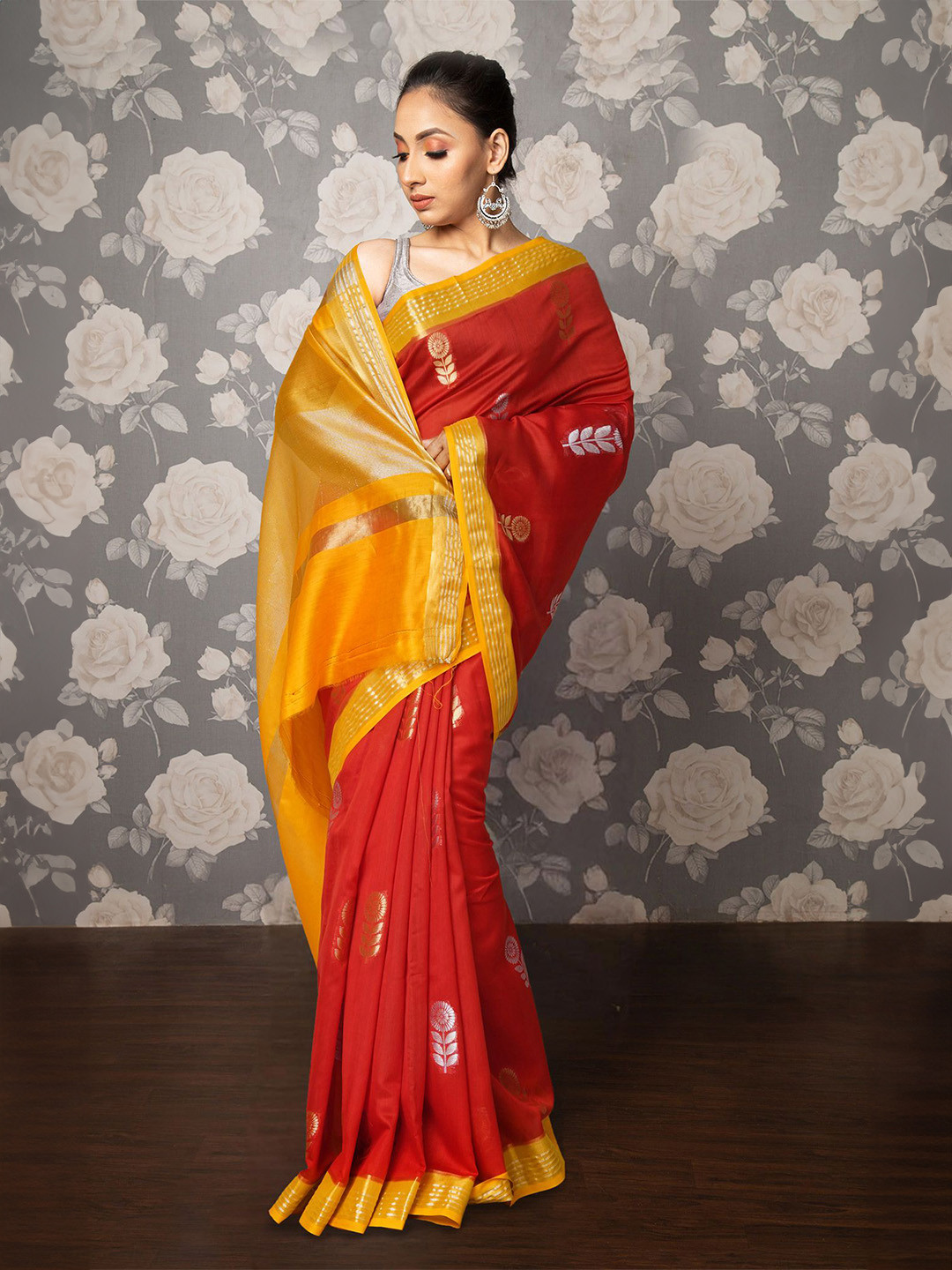 Unnati Silks Floral Zari Handloom Uppada Saree