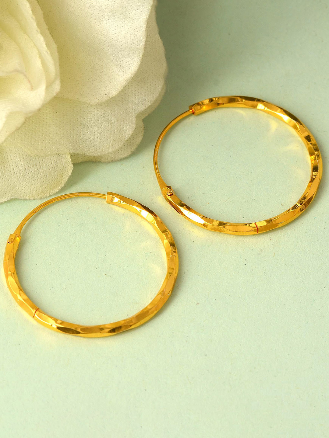 MEMOIR 1 Micron Gold Plated Contemporary Hoop Earrings