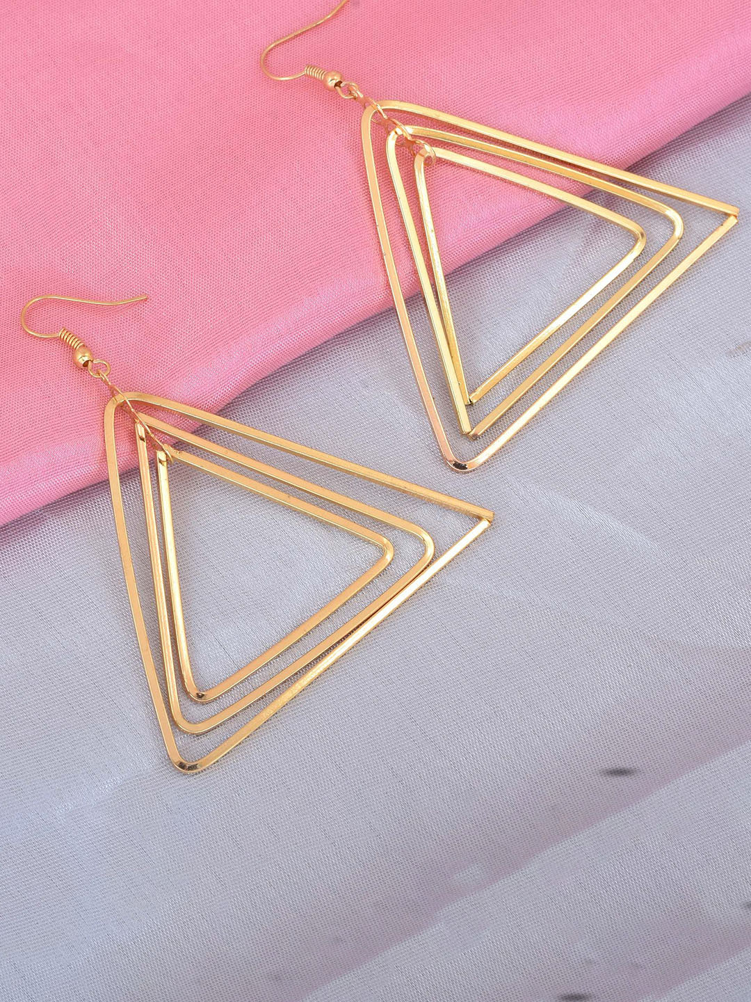 MEMOIR Gold Plated Three Traingle Drop Earrings