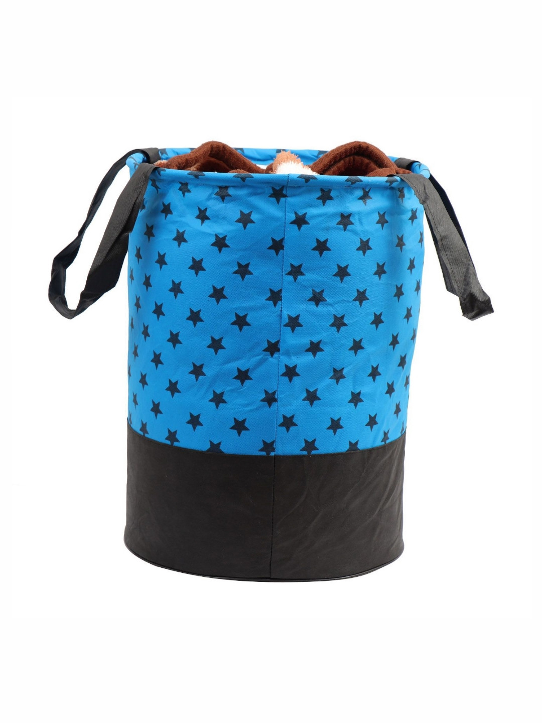 Aura Blue & Black Conversational Printed Foldable Laundry Bag