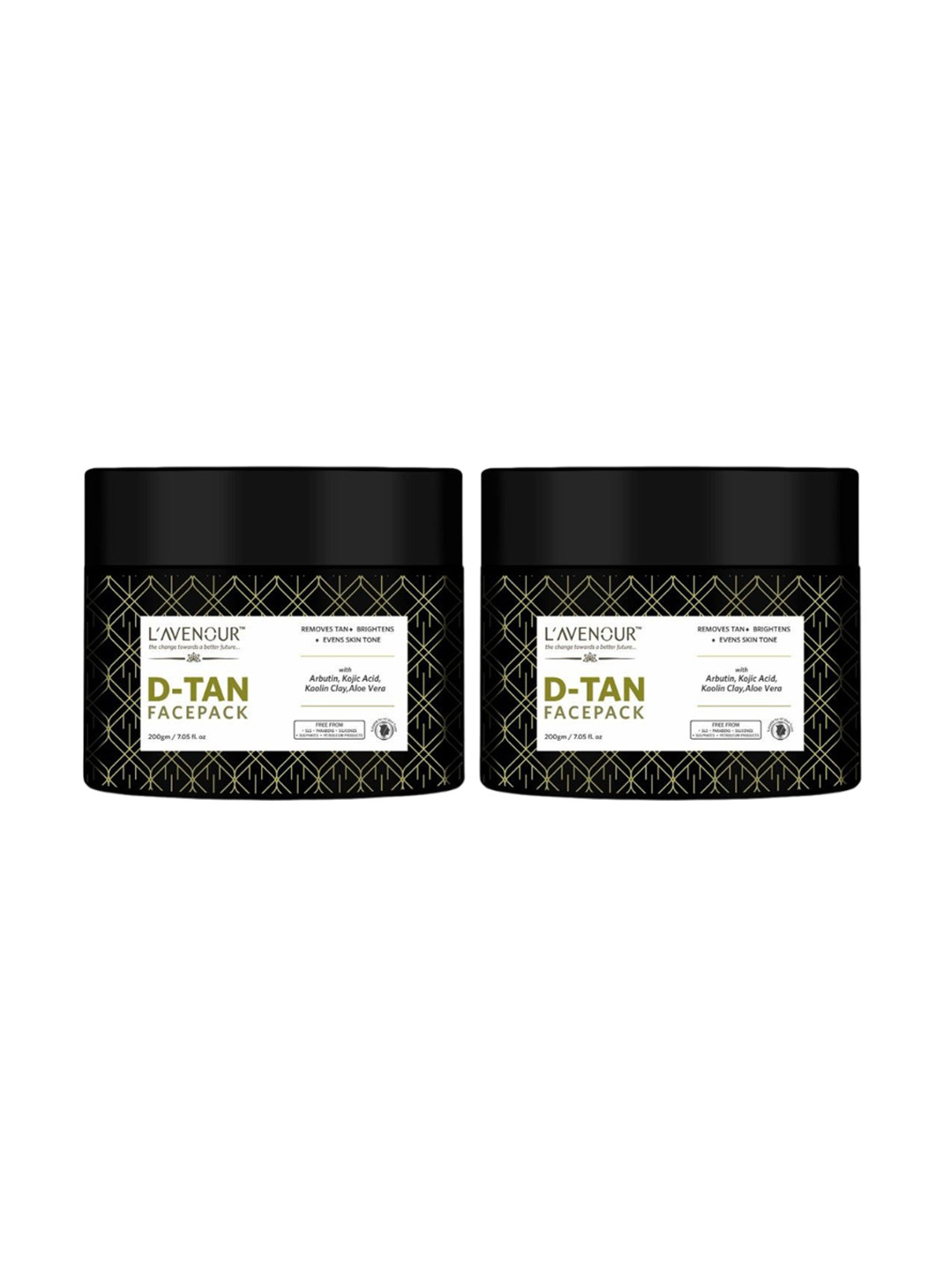 L'AVENOUR Set Of 2 D-Tan Face Pack For Tan Removal With Aloe Vera - 200 g Each