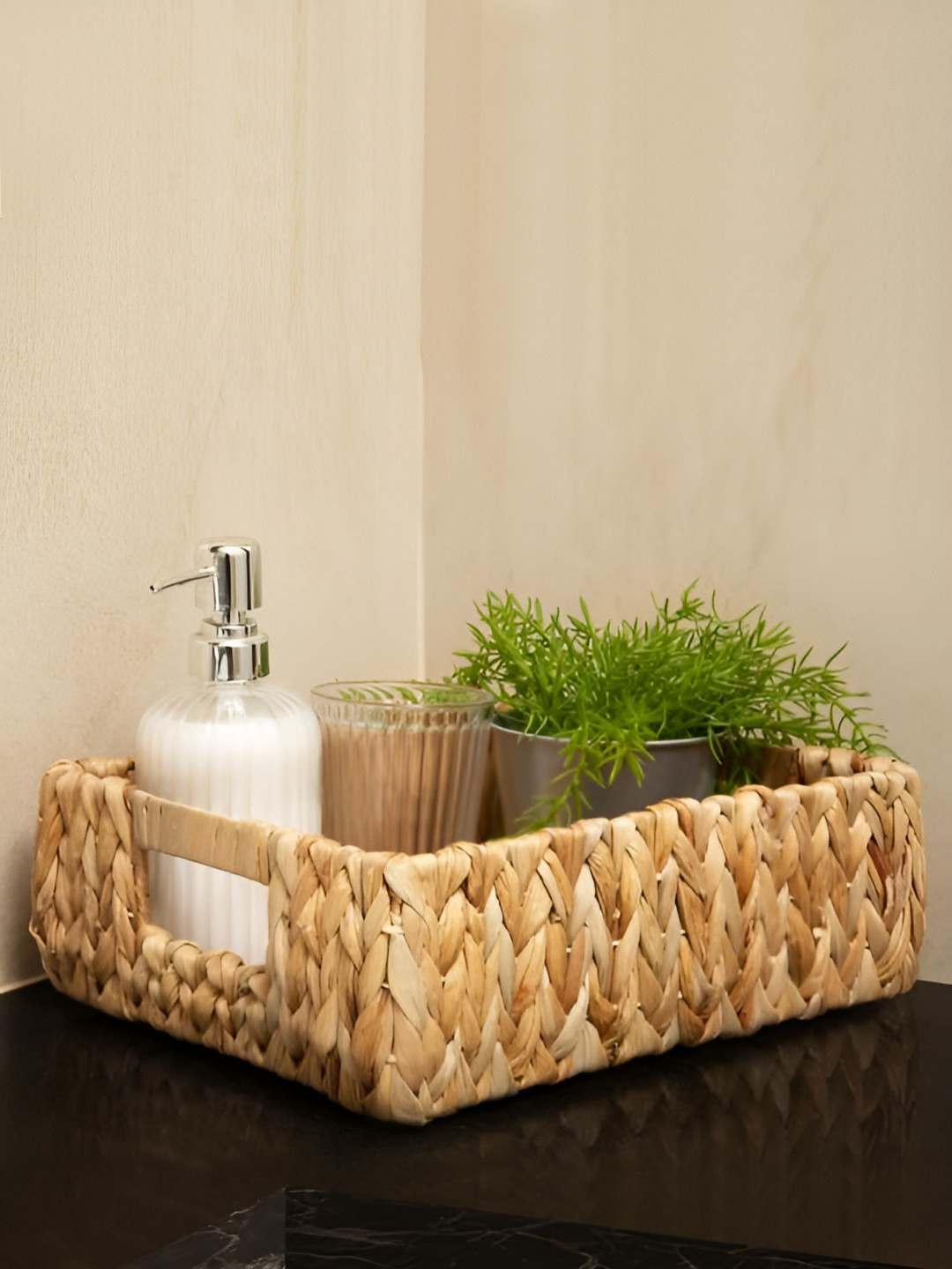 NATURALLY YOURS Brown Bamboo Easy to Clean Core Fruit and Vegetable Rectangular Basket