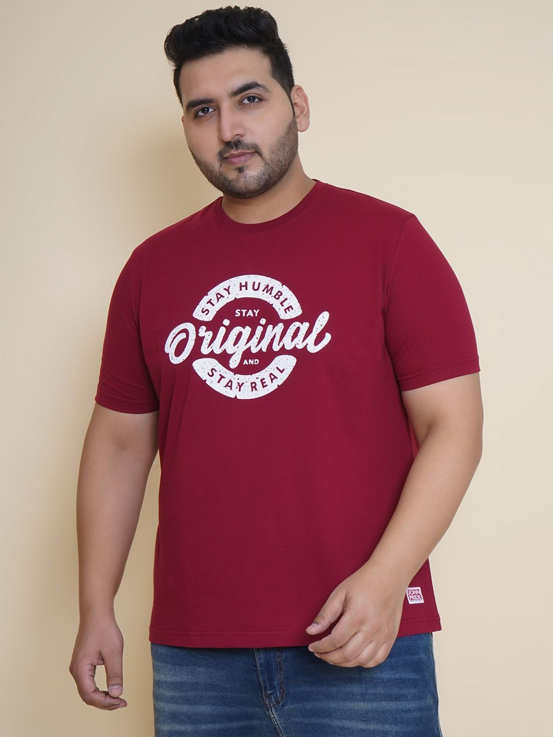 John Pride Plus Size Men Printed Applique T-shirt