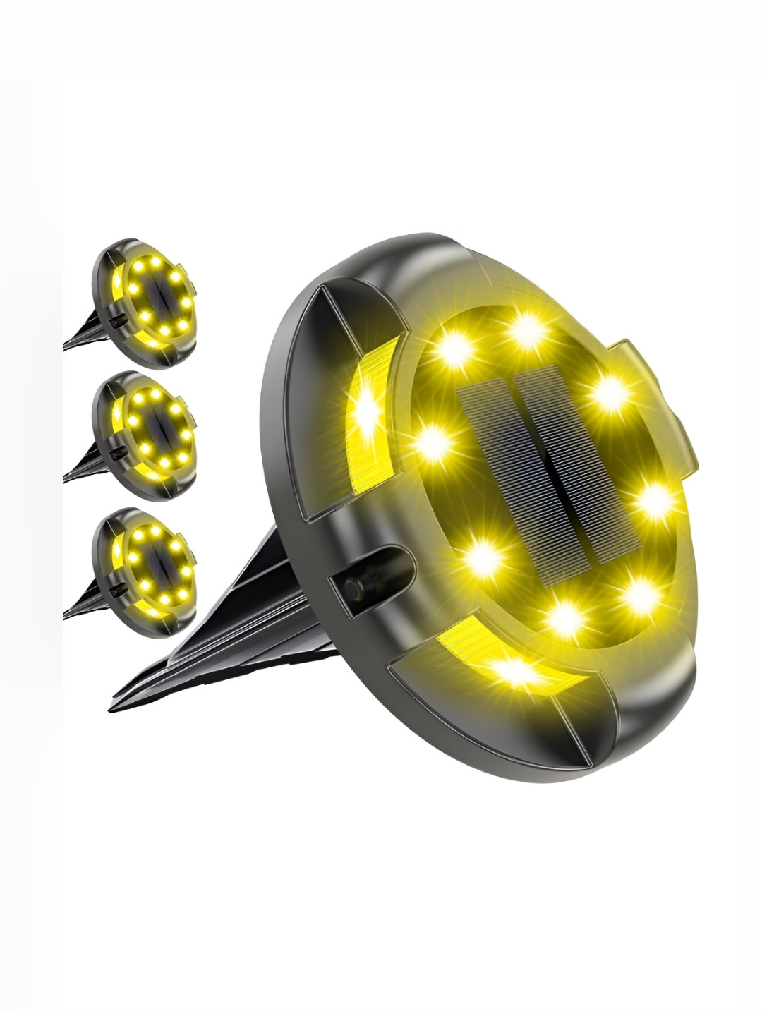 LITVERSE White & Grey 4 Pieces Solar Ground Lights