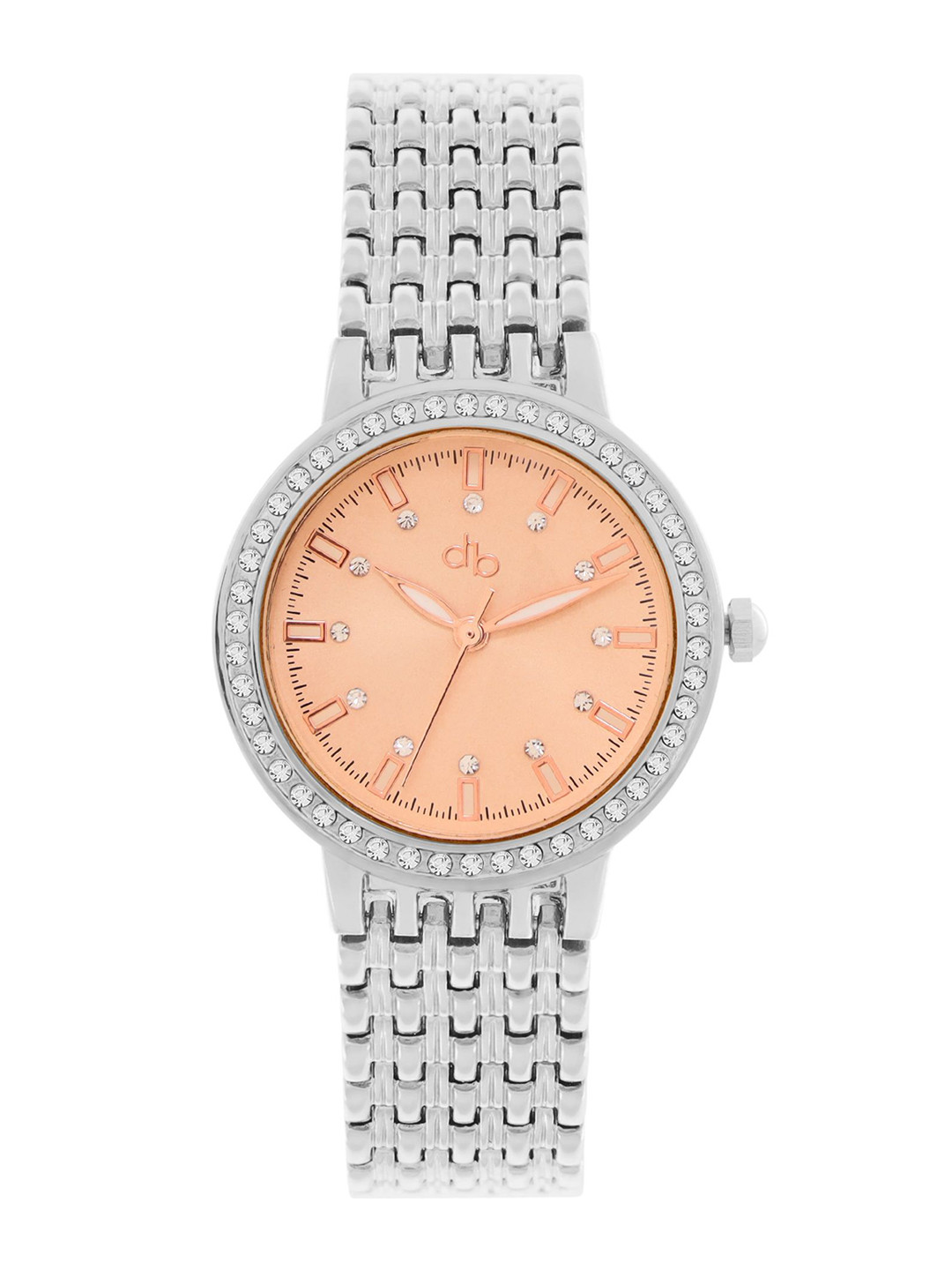 DressBerry Women Brass Embellished Dial & Bracelet Style Straps Analogue Watch DB-SS24-14B