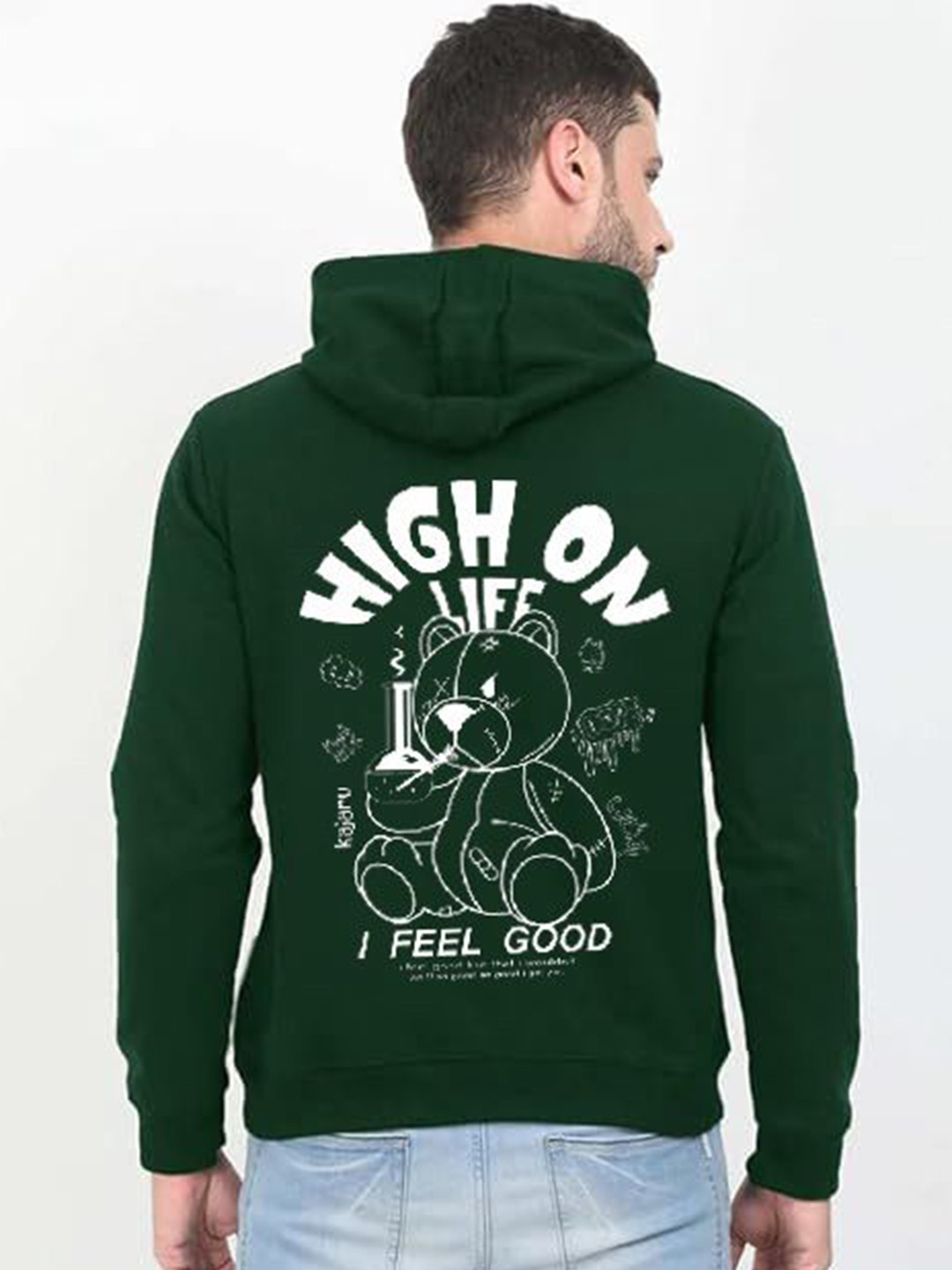 GLITO Men Full Sleeves Kangaroo Pocket Hooded Sweatshirt