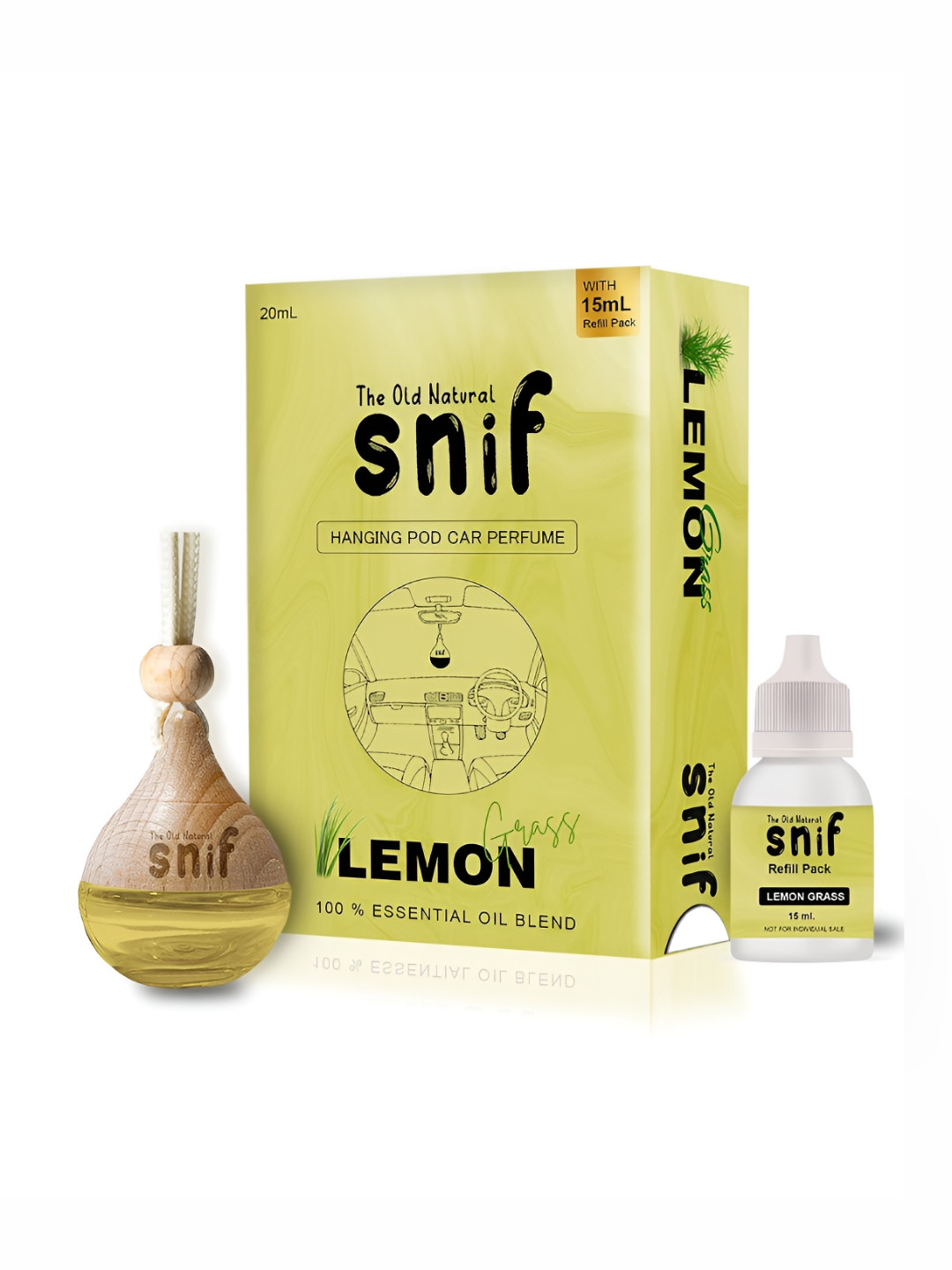 The Old Natural Green Snif Lemon Grass Car Freshner - 20 ml