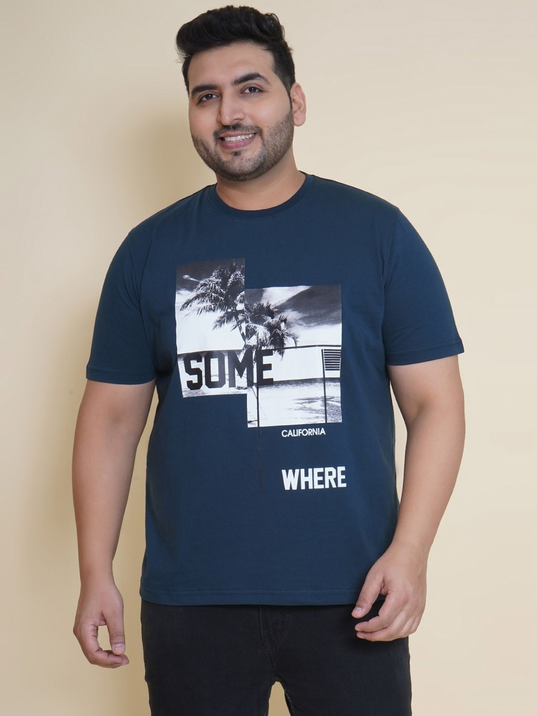 John Pride Plus Size Men Printed Applique T-shirt