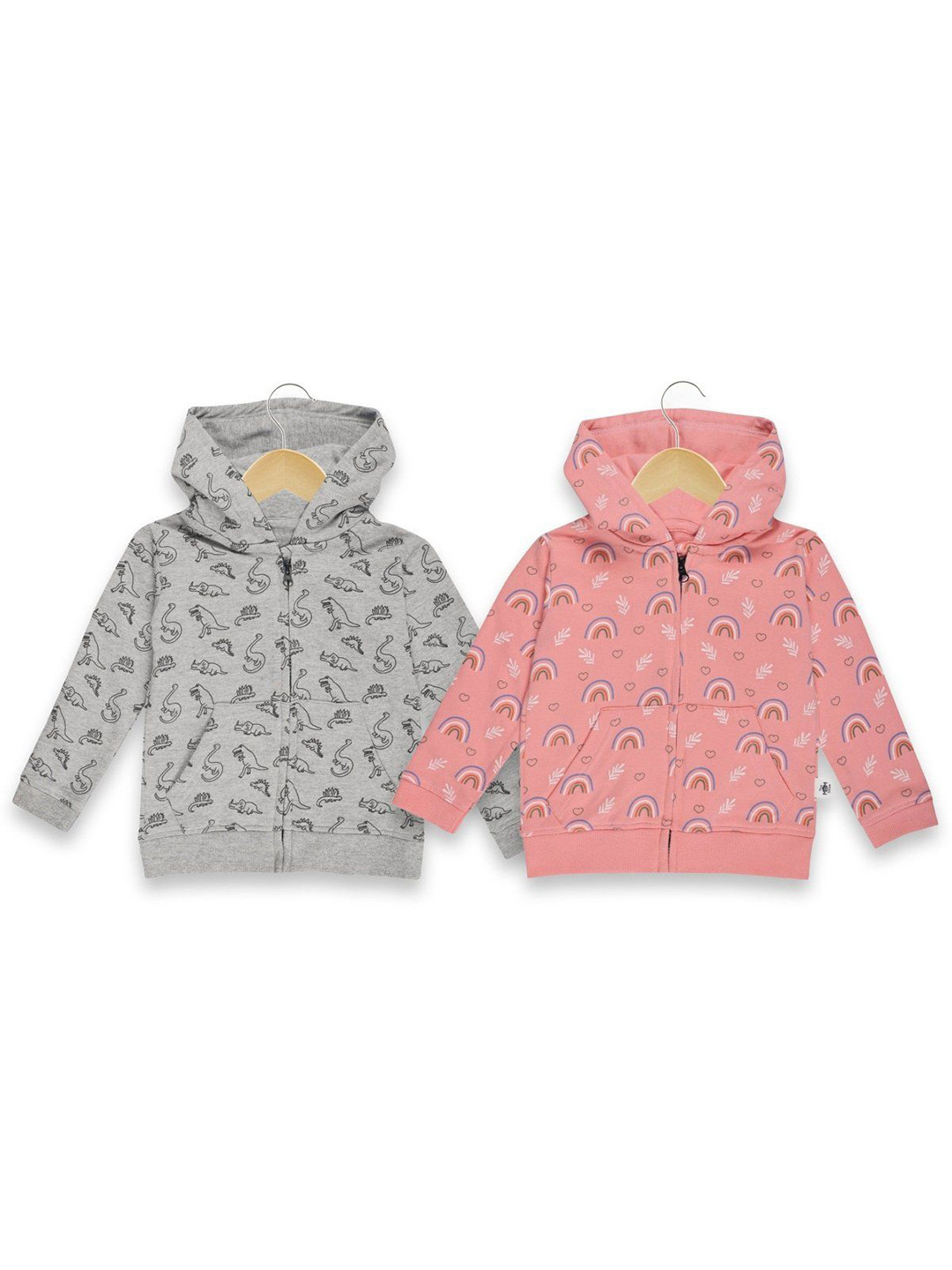 The Mom Store Kids Combo of 2 Cotton Printed Hooded Sweatshirt