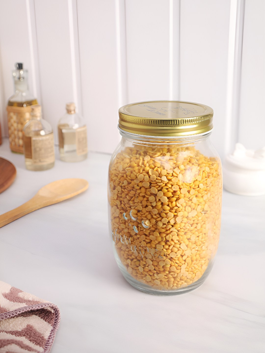 Naturally Yours Nysk22Sgwl10 Transparent Glass Easy To Clean Screw Top Fridge Container-1L