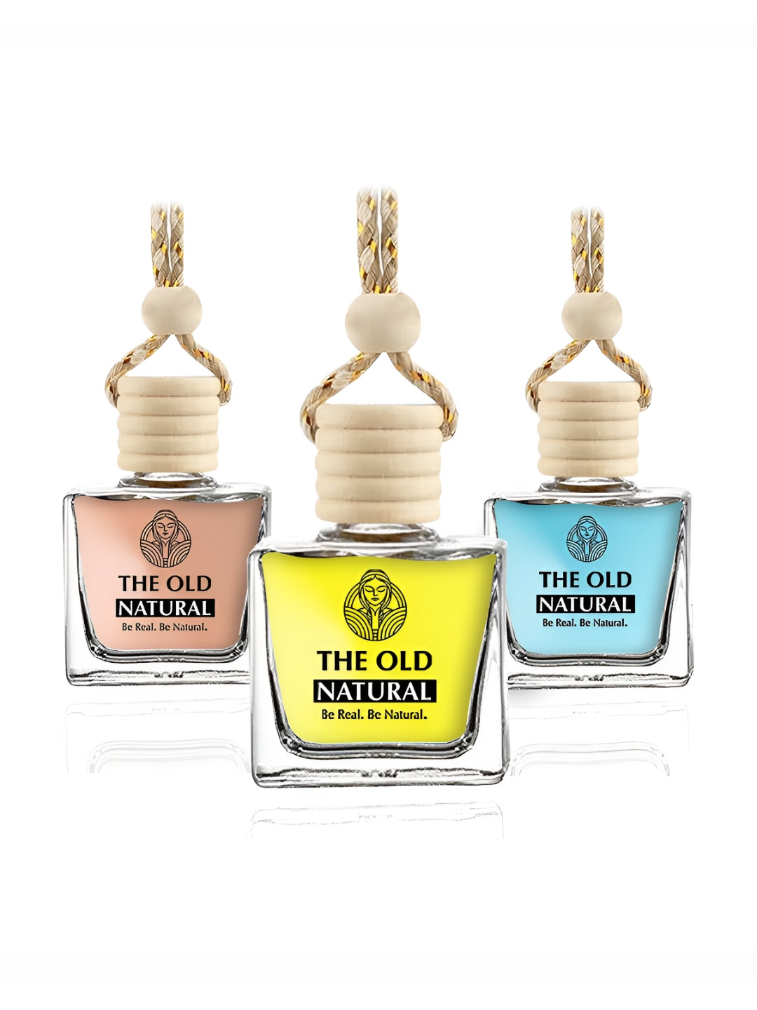 The Old Natural Pack Of 3 Yellow & Blue Sandal Car Air Freshener  -30ml