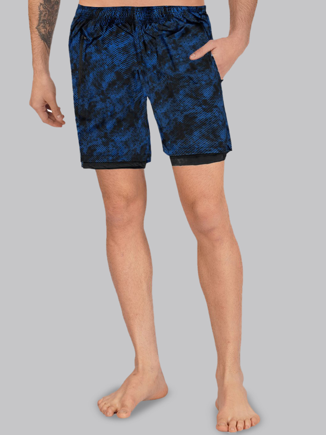 NEVER LOSE Men Printed Running Sports Shorts