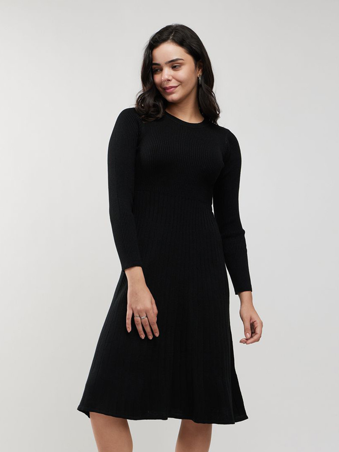 FableStreet Women Striped Formal Sweater Dress