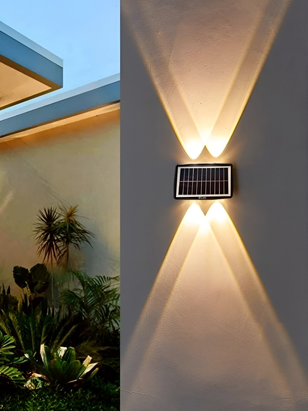 LITVERSE Warm White & Black Solar Outdoor Wall Lamp