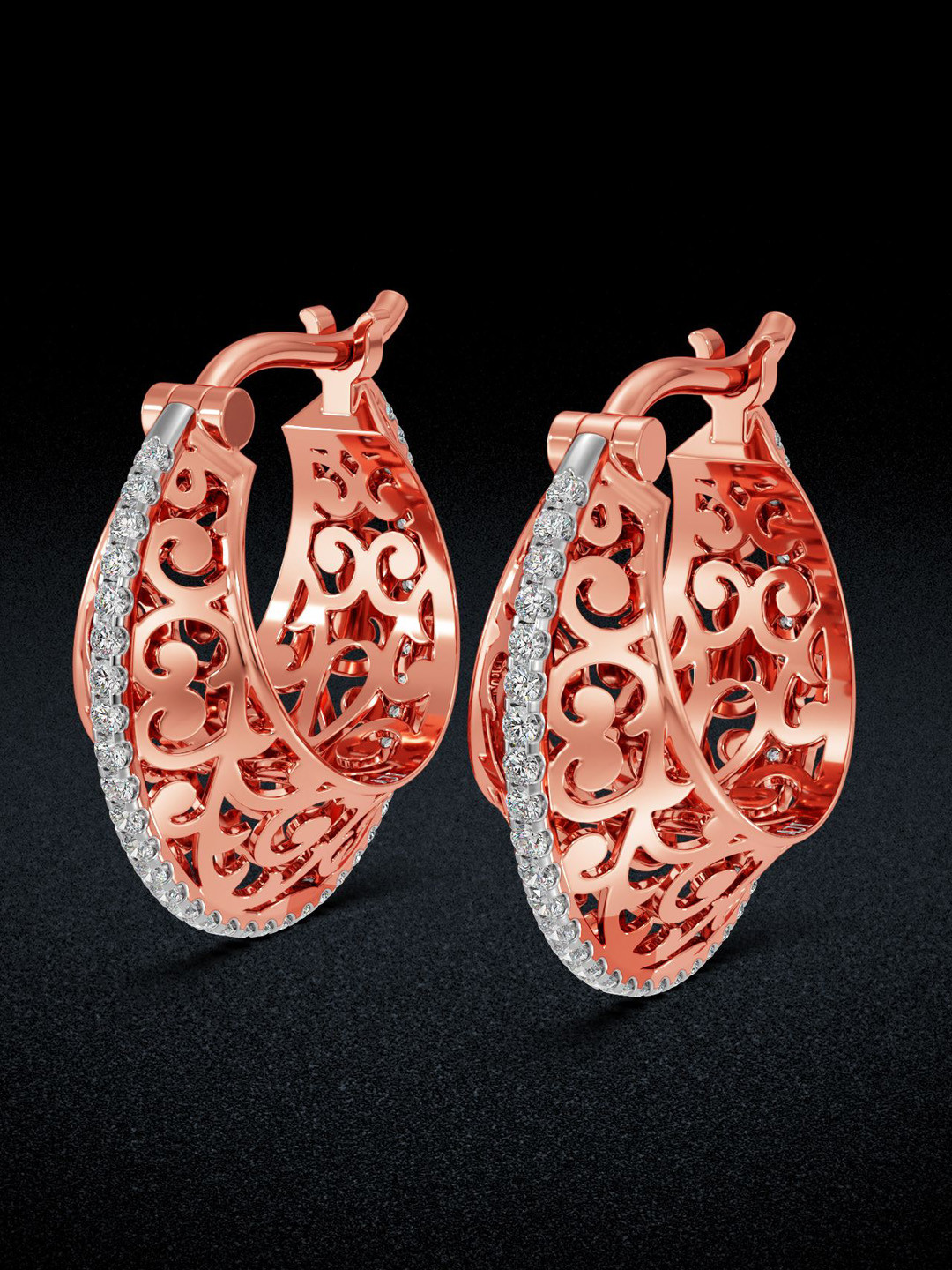 Joyalukkas 18 KT Floral Cutout Gold Hoop Earrings-3.87g