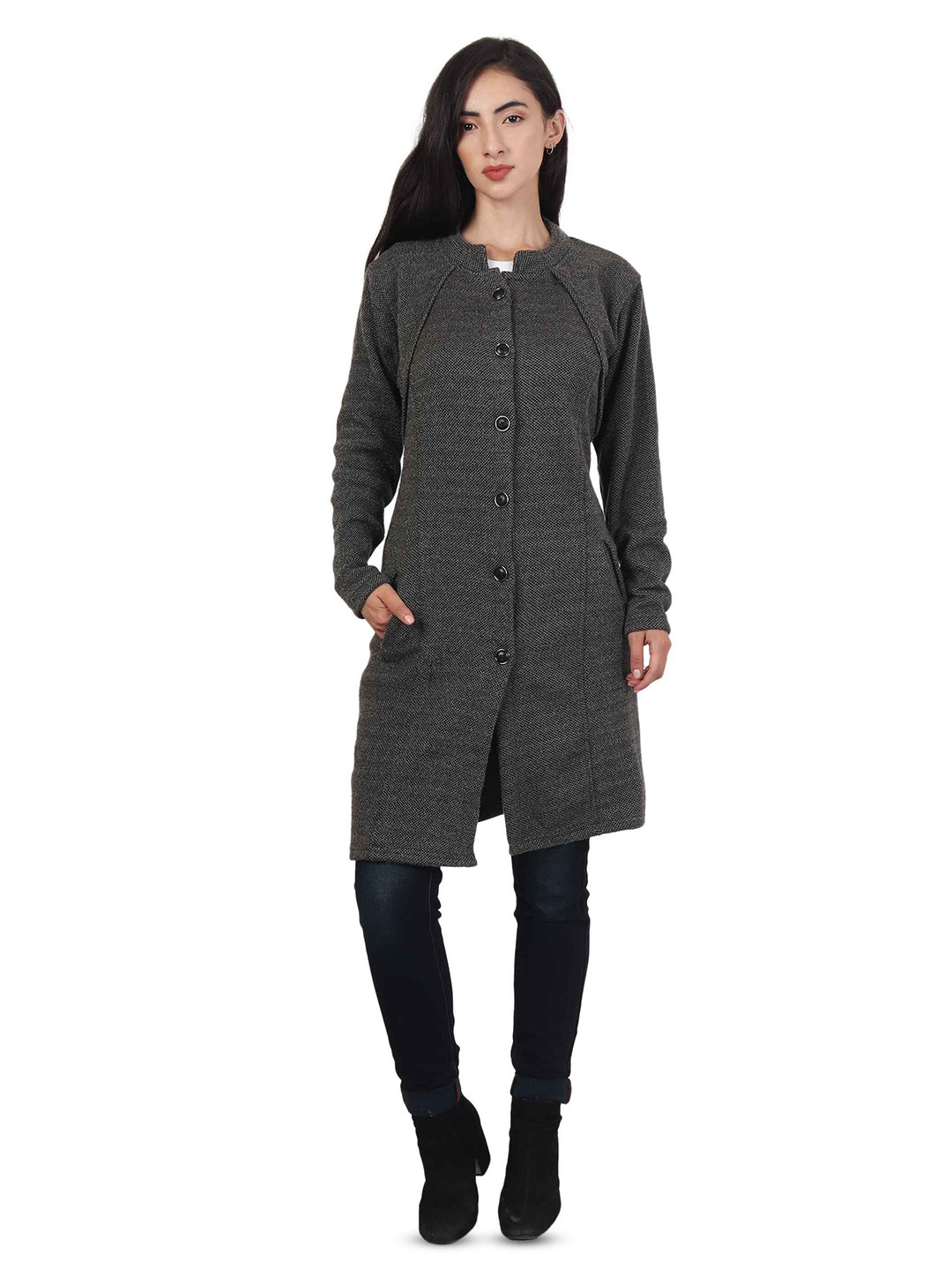 HAUTEMODA Women Woollen Cardigan with Pockets