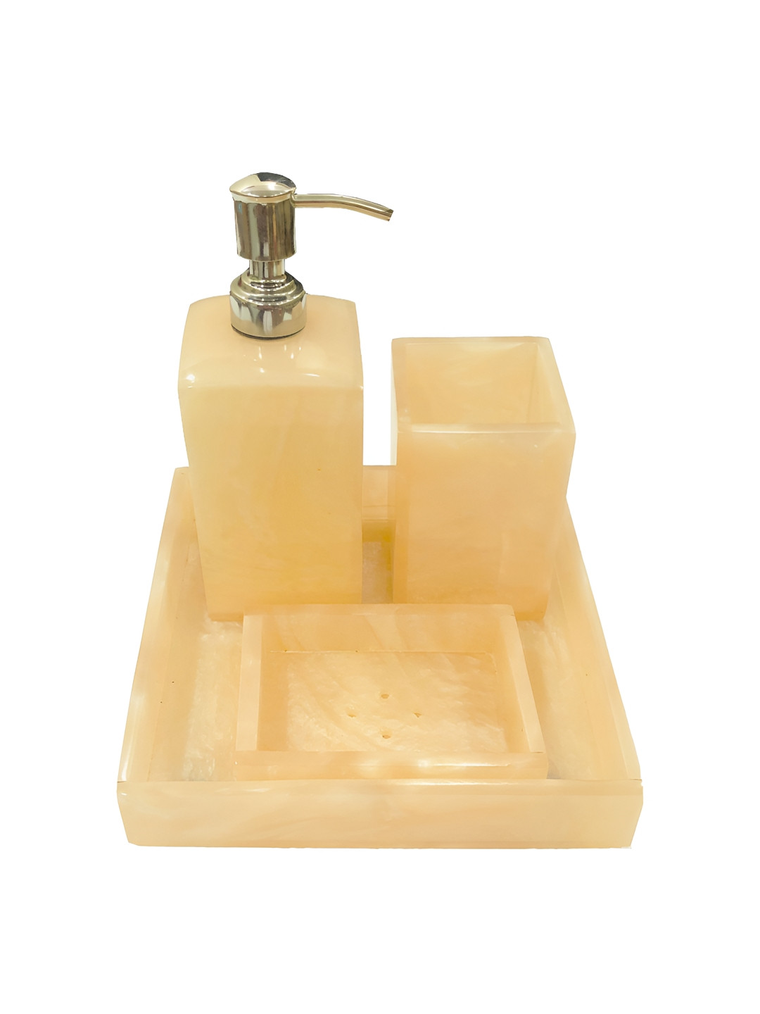 ShopMeFast Cream-Coloured 4 piece Polyresin Bath Accessories Set