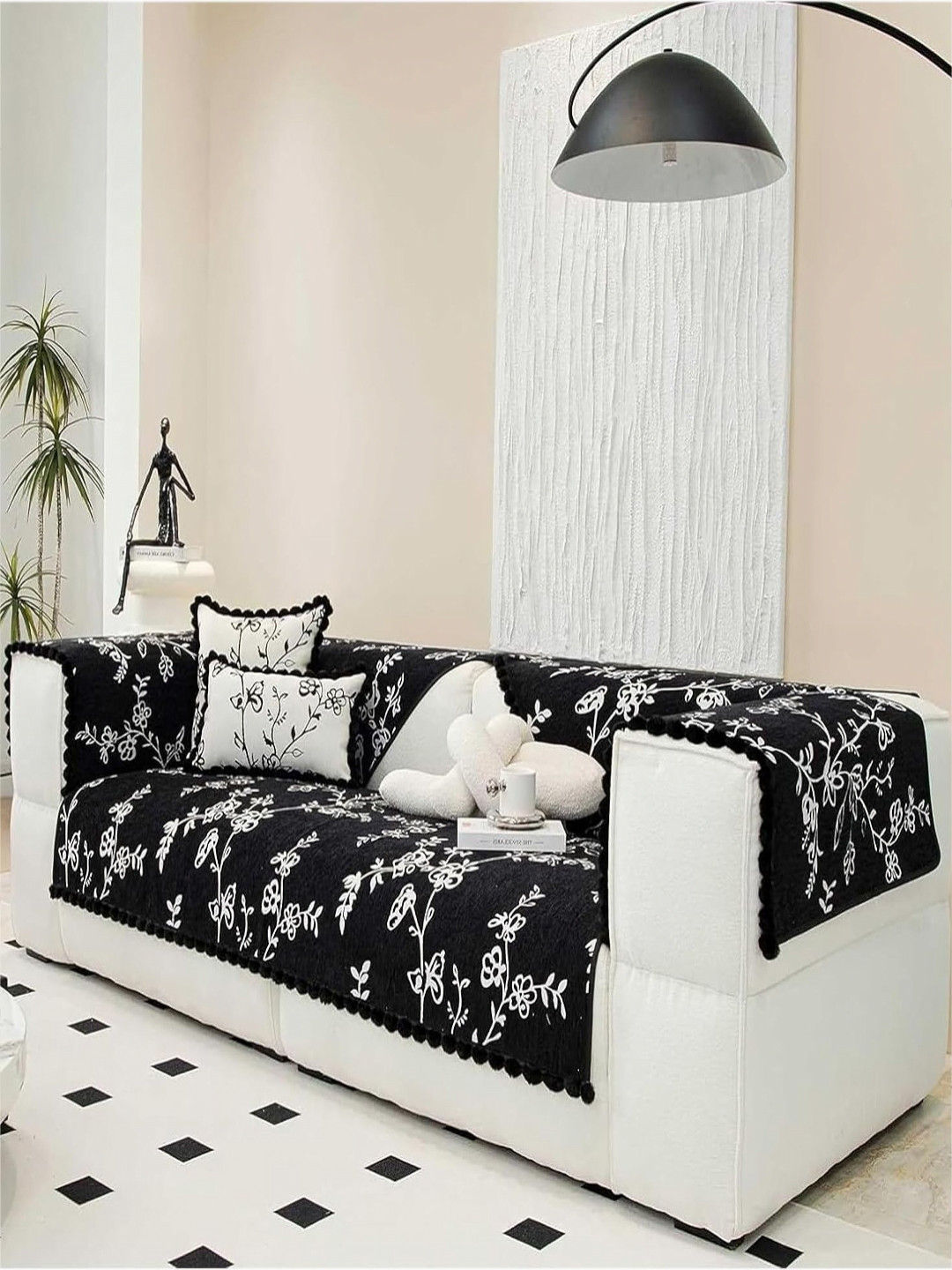 HOUSE OF QUIRK Fur Ball Chenille Non Slip Washable Sofa cover Two Seater