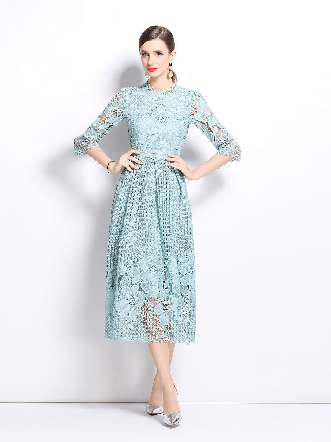 JC Collection Self Design Fit & Flare Midi Dress