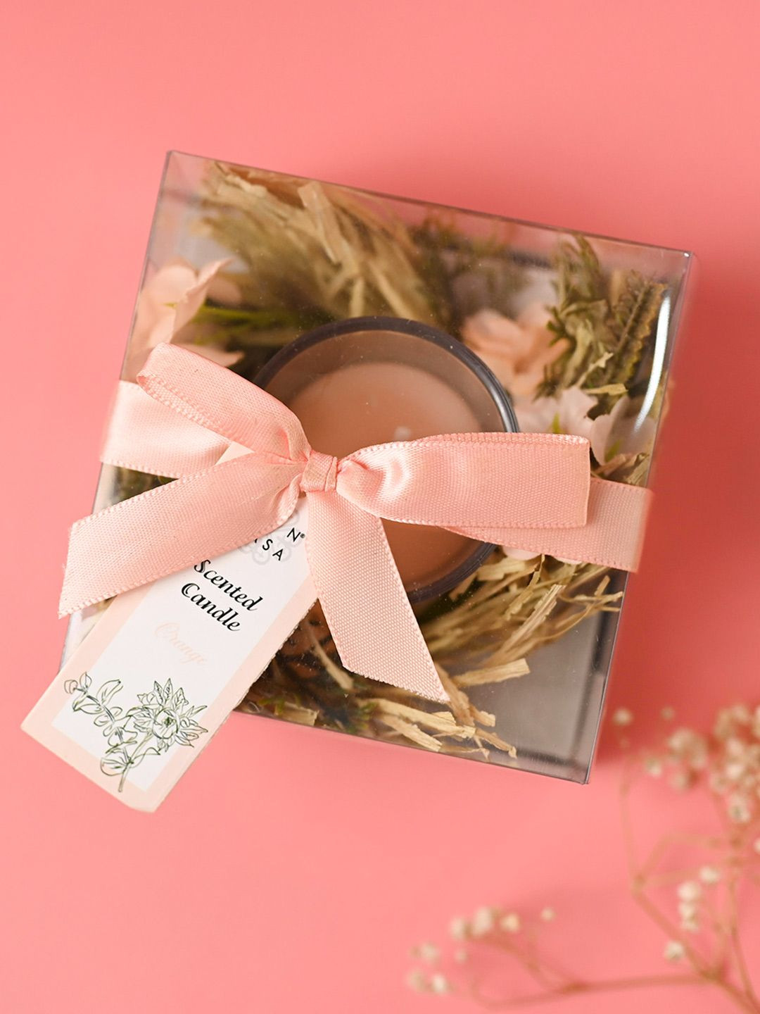 MARKET99 Floral Candle Scented 1 Wick Orange Solid Geometric Regular Jar Candles