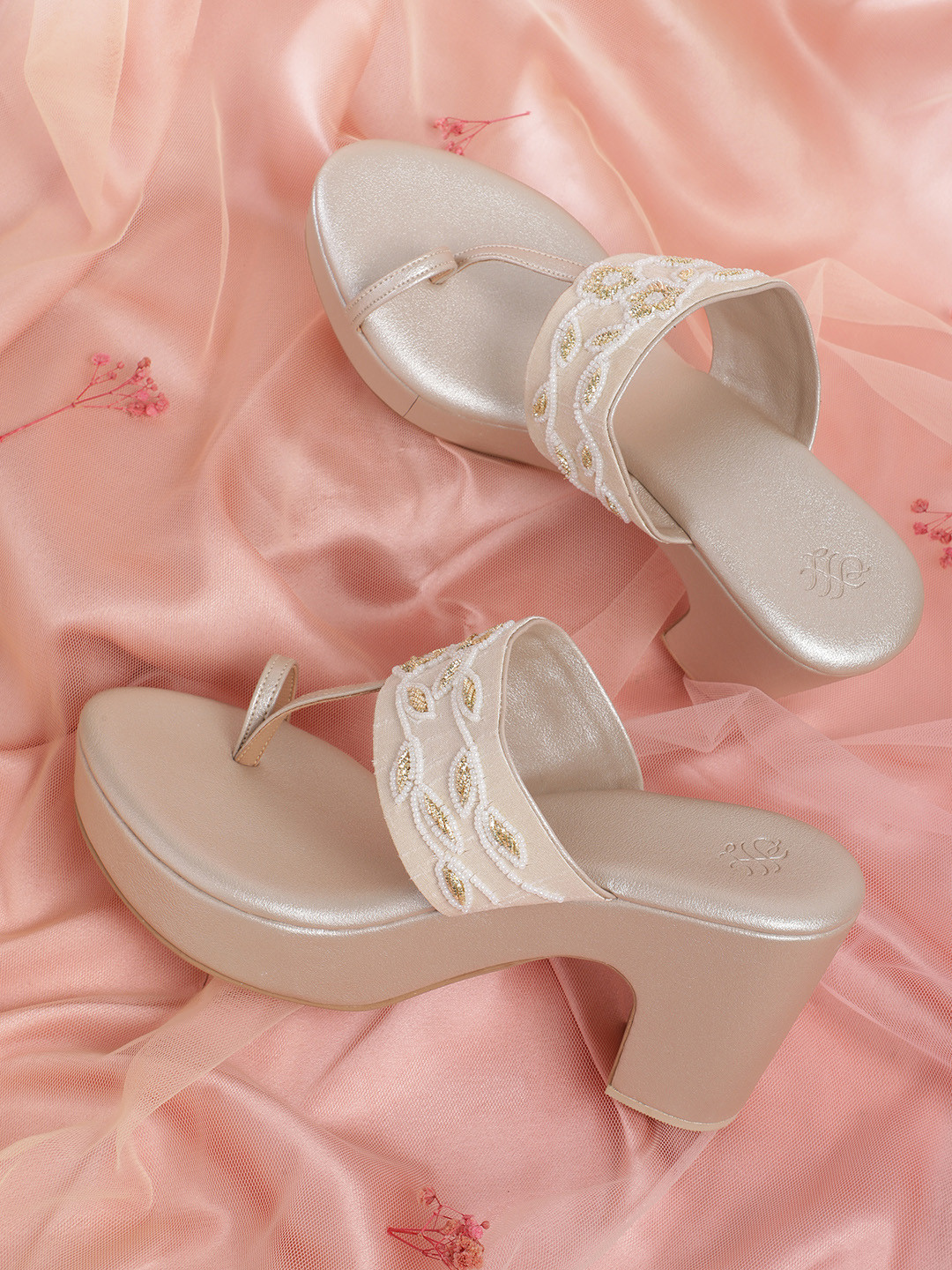 House of Pataudi Ethnic Embellished Platform Heels