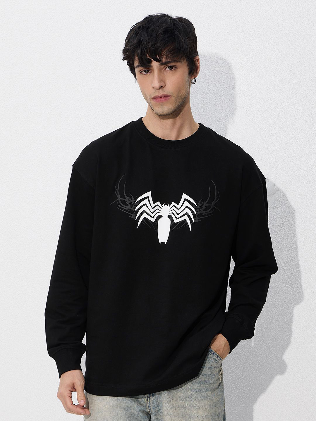 The Souled Store Men Oversized Marvel Black Tshirts