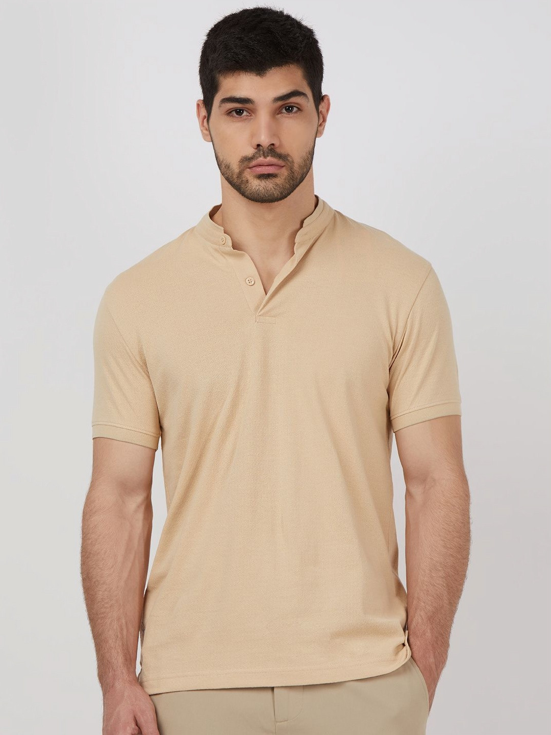 Mufti Men Henley Neck Slim Fit T-shirt