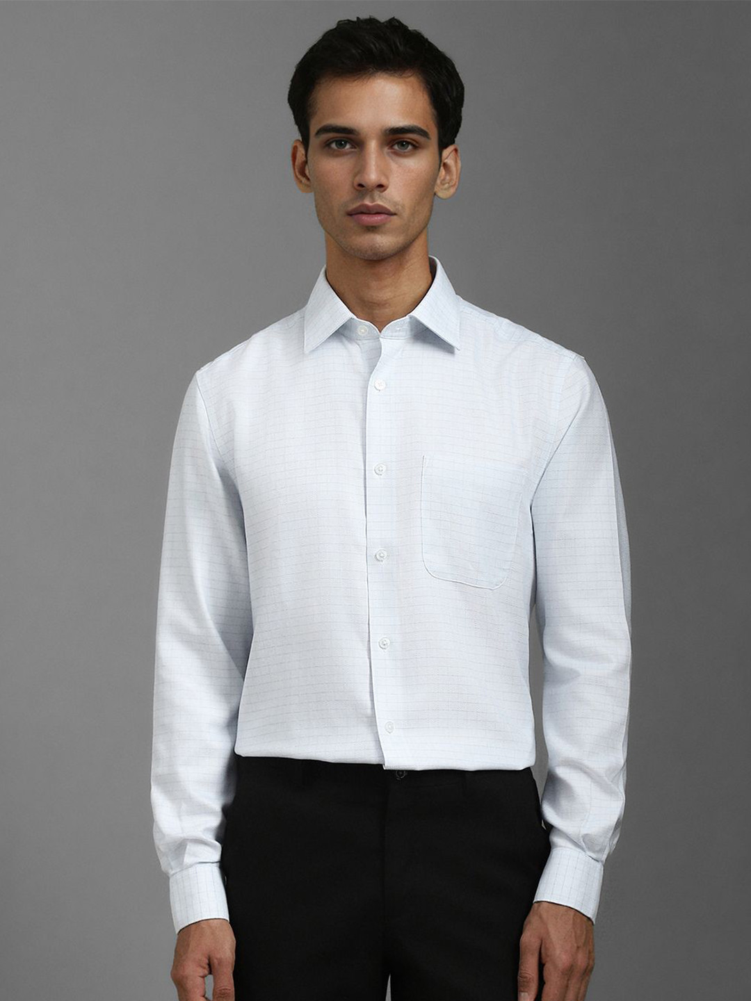 Louis Philippe Men Off-White Classic Fit Check Formal Shirt