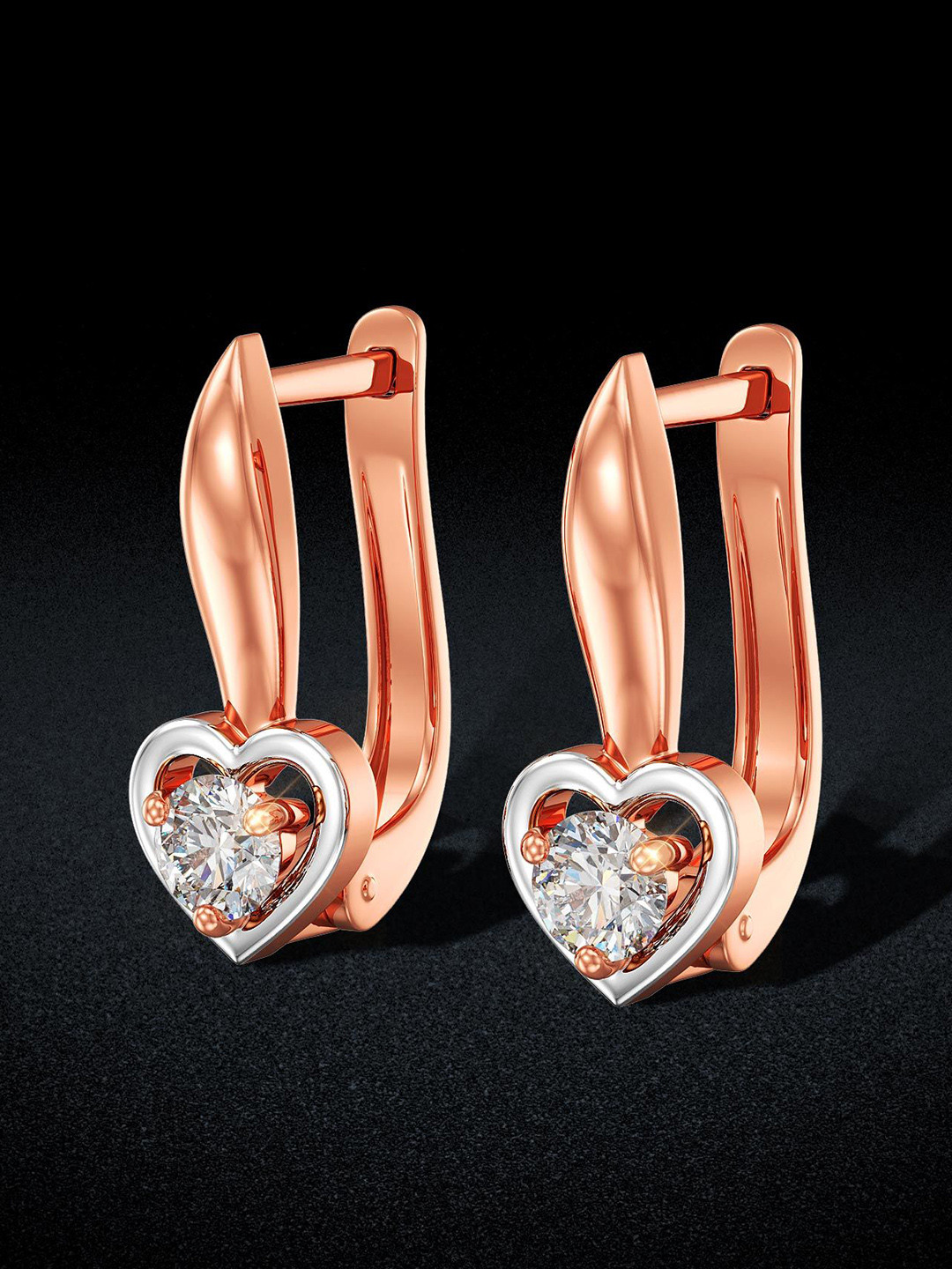 Joyalukkas Women 18 KT Ornate Heart Dangle Gold Hoop Earrings