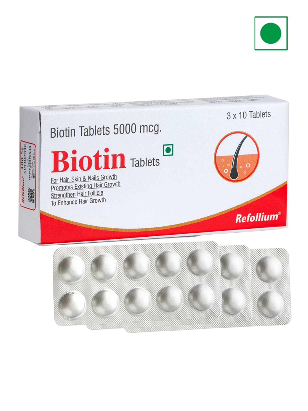refollium Biotin 5000 mcg Tablets - 30 N