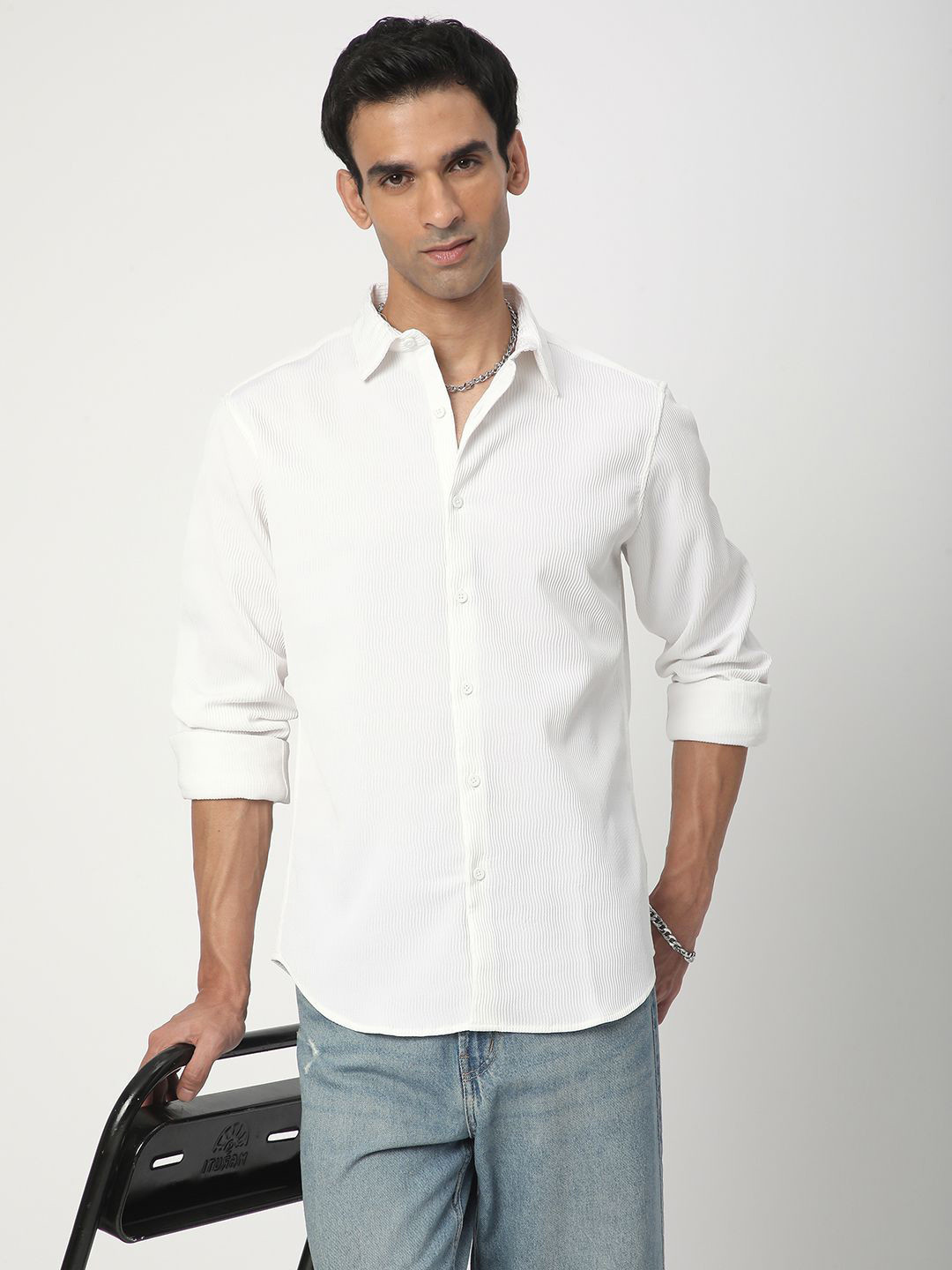 R&B Men Textured Casual Shirt