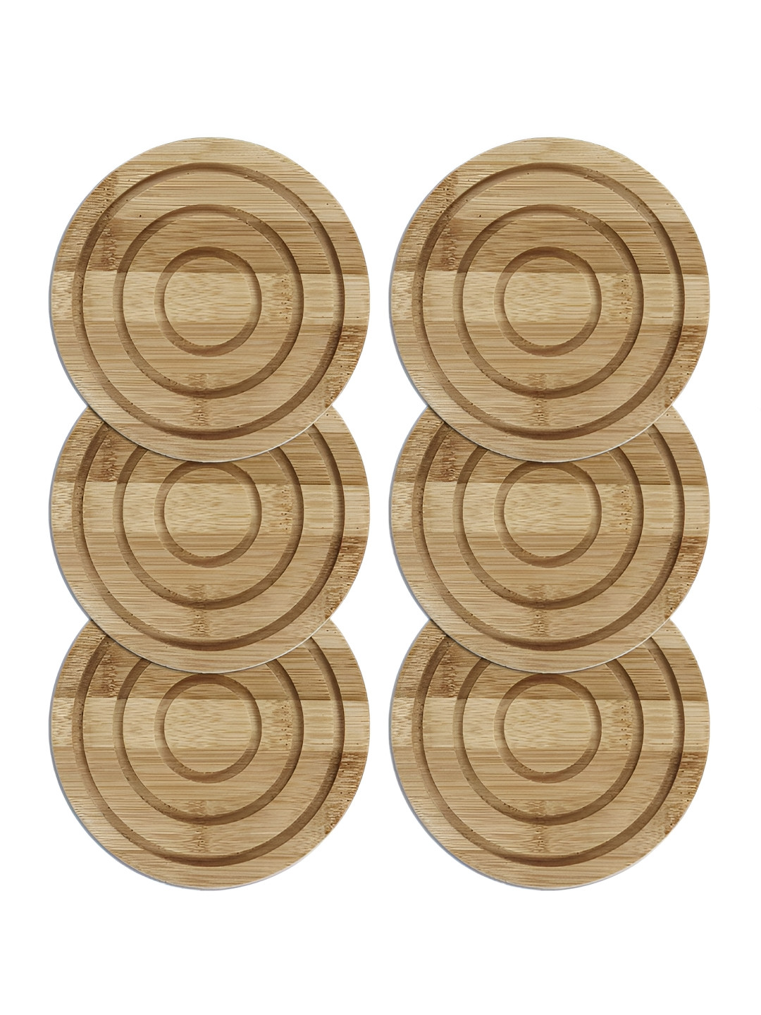 HOKIPO Brown 6 Pieces Textured Wooden Extra-Thick Coasters