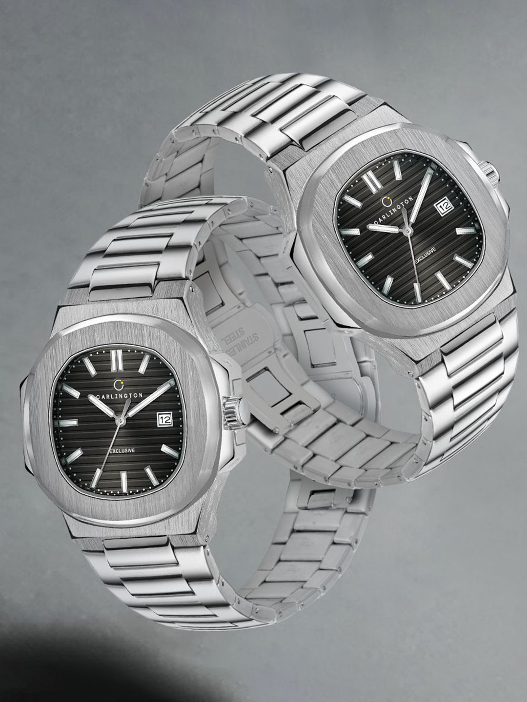 CARLINGTON Men Stainless Steel Straps Analogue Watch Exclusive 8822 Black