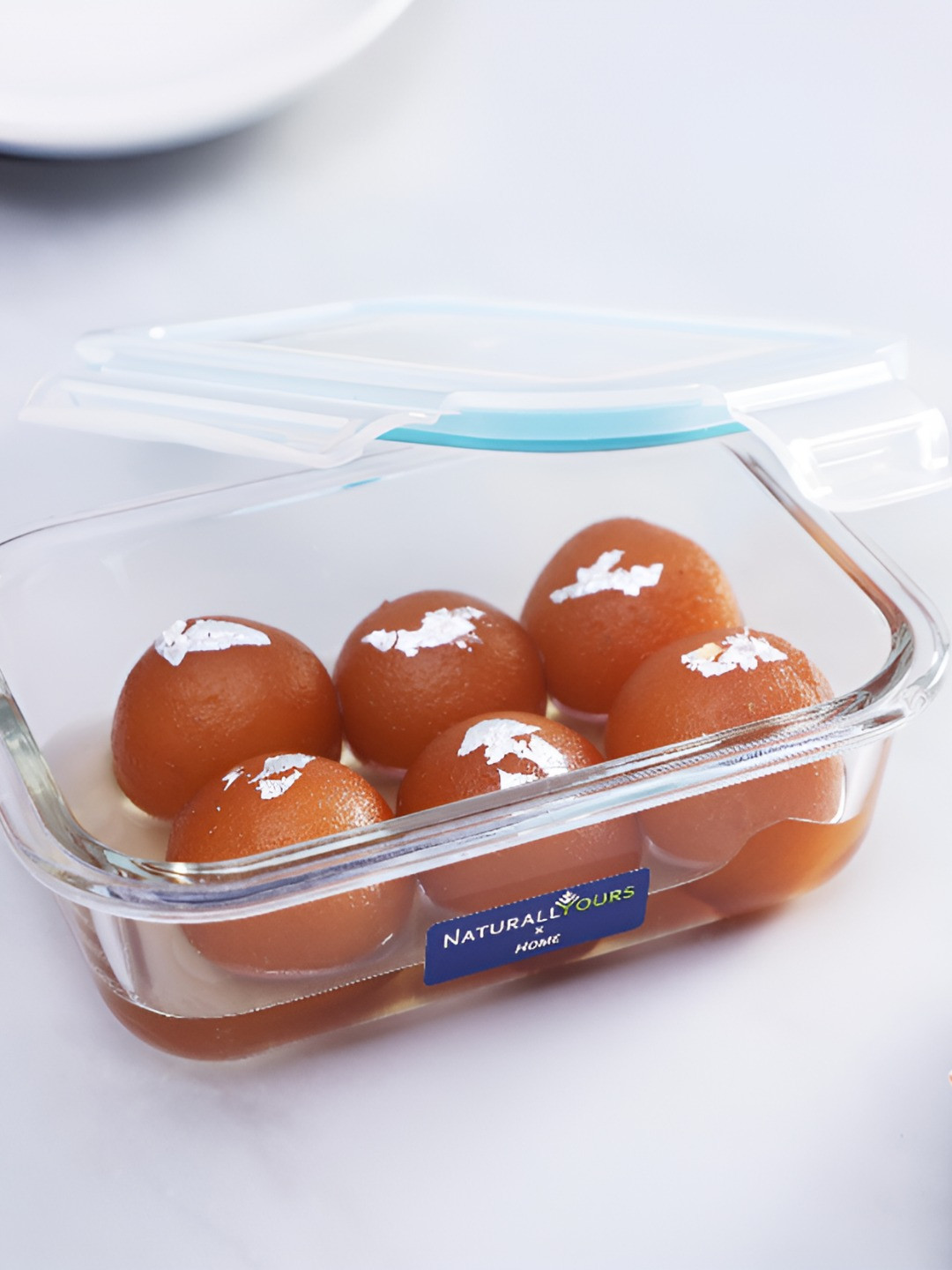 Naturally Yours Transparent Glass Easy To Clean Flip Top Fridge Container-370ml