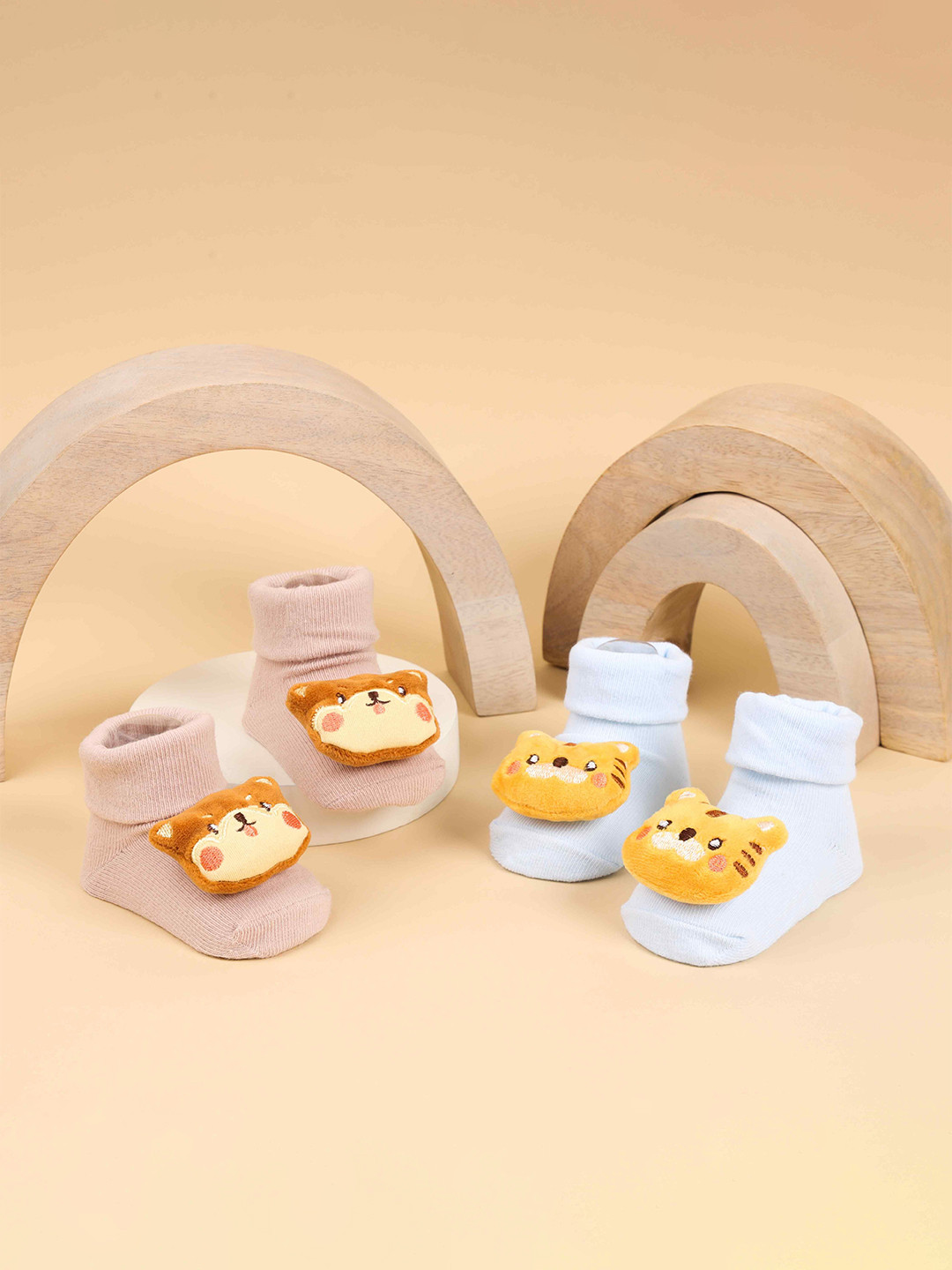 KICKS & CRAWL Infants Pack Of 2 Above Ankle Mighty Forest Friends Socks