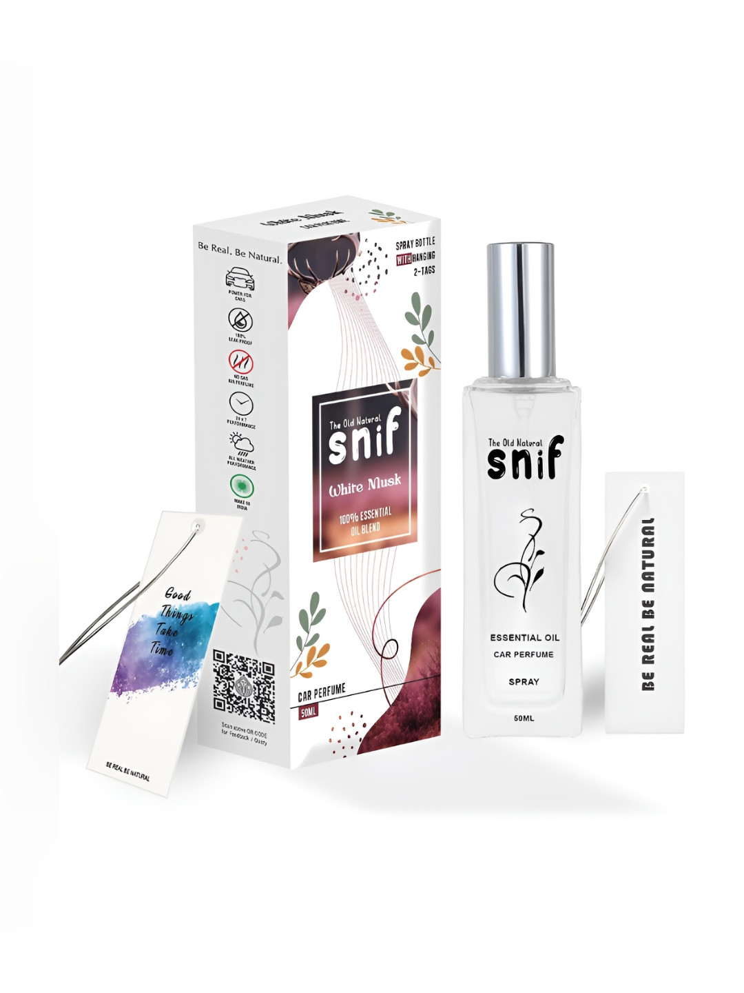 The Old Natural White Musk Spray Car Freshener With Essential Oil - 50 ml