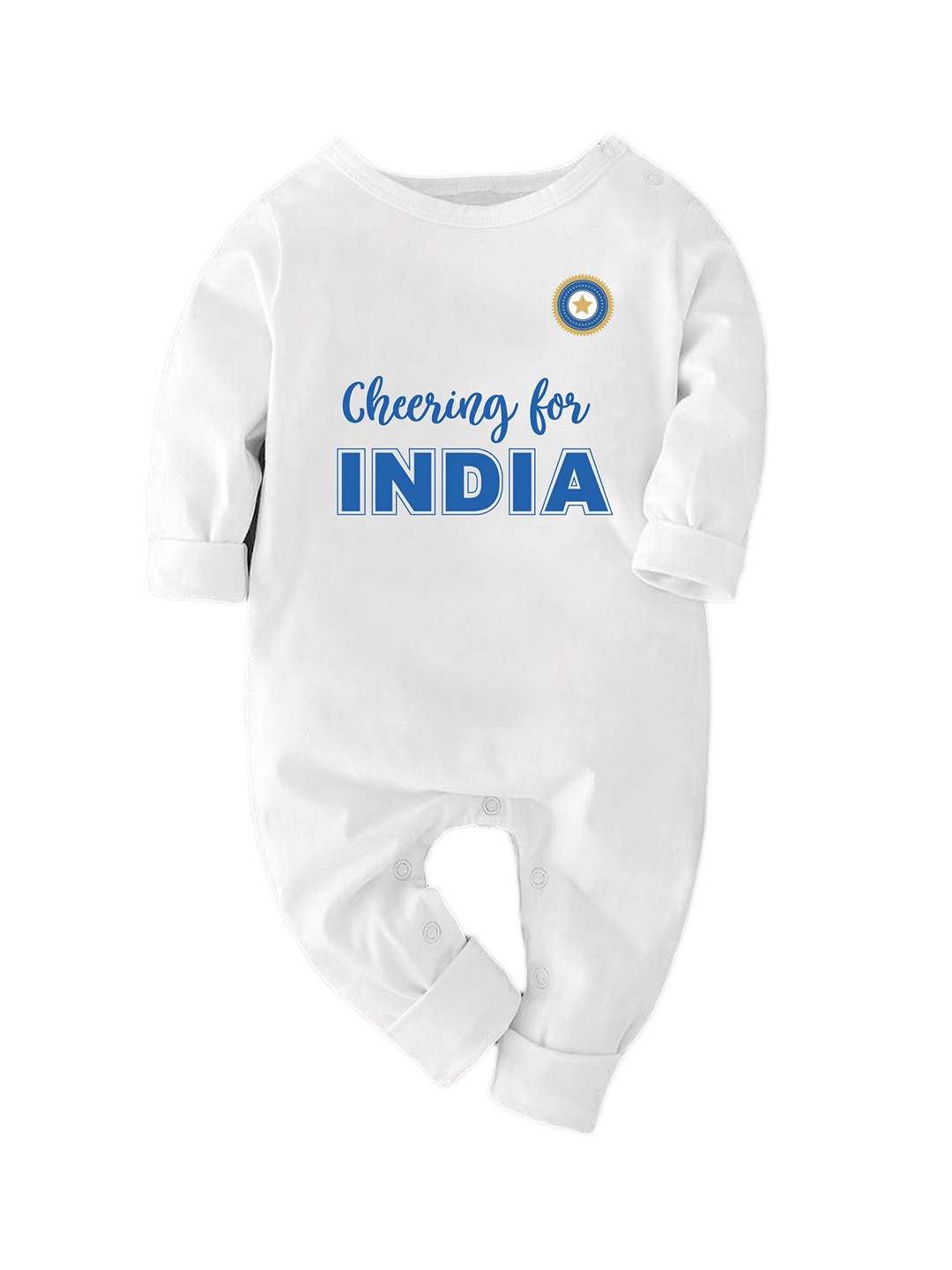 Zeezeezoo Kids Cricket India Printed Pure Cotton Full Sleeve Rompers