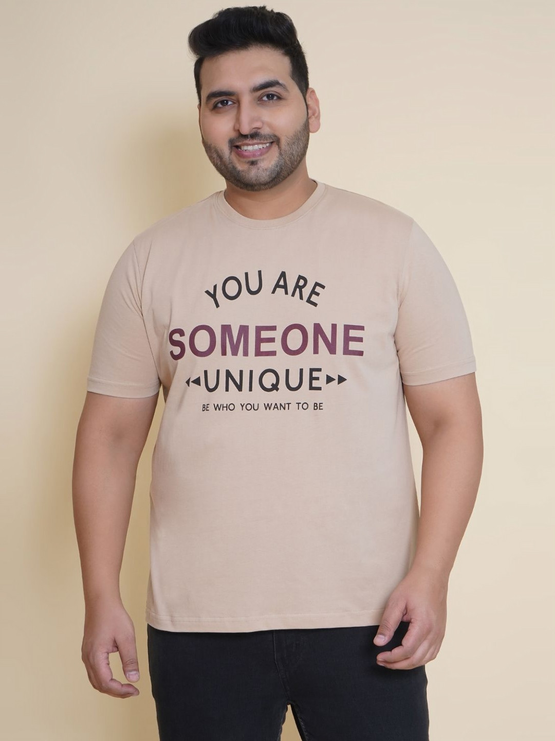 John Pride Plus Size Men Printed Applique T-shirt