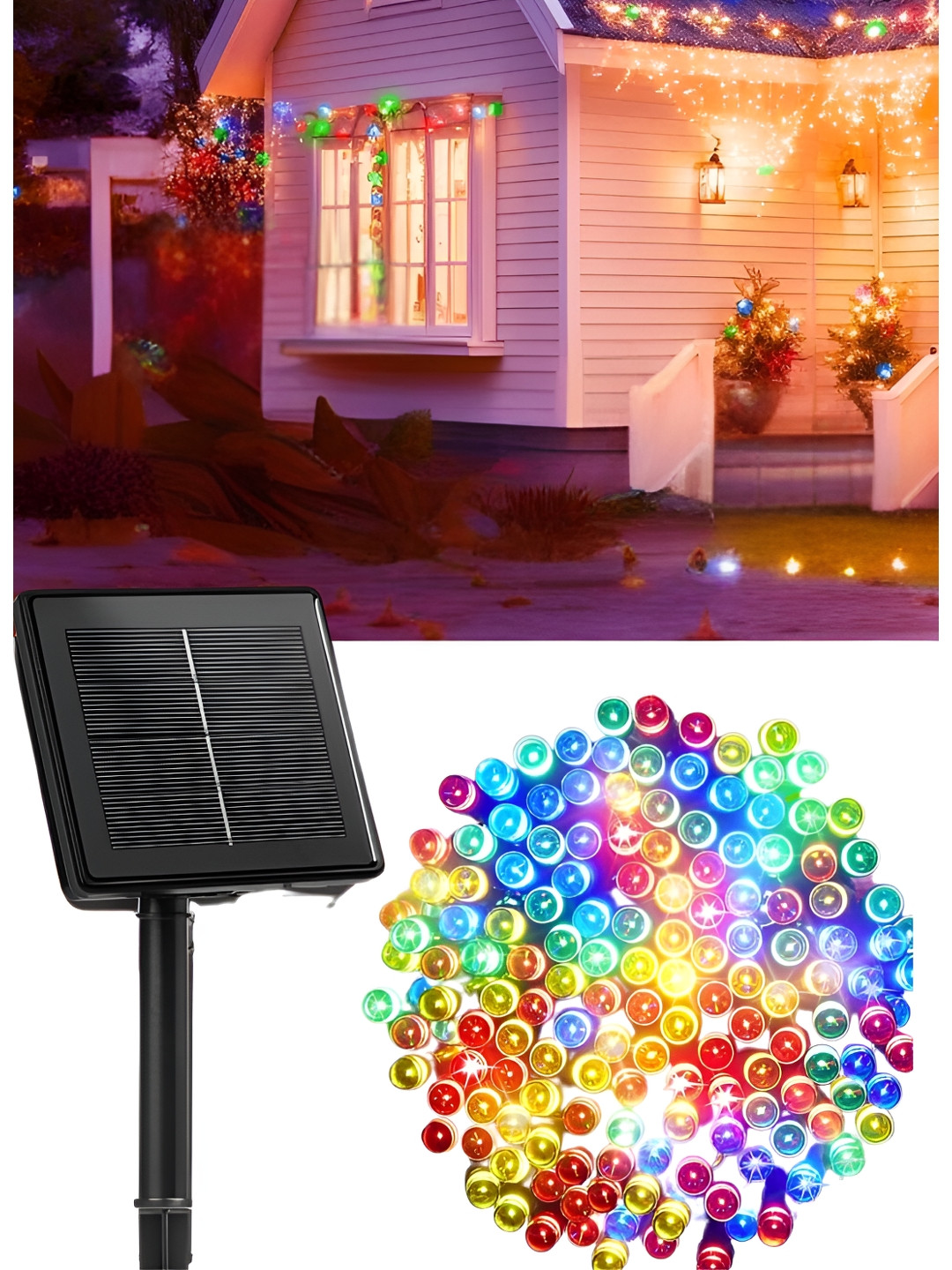 LITVERSE Pink & Green Waterproof Solar String Lights