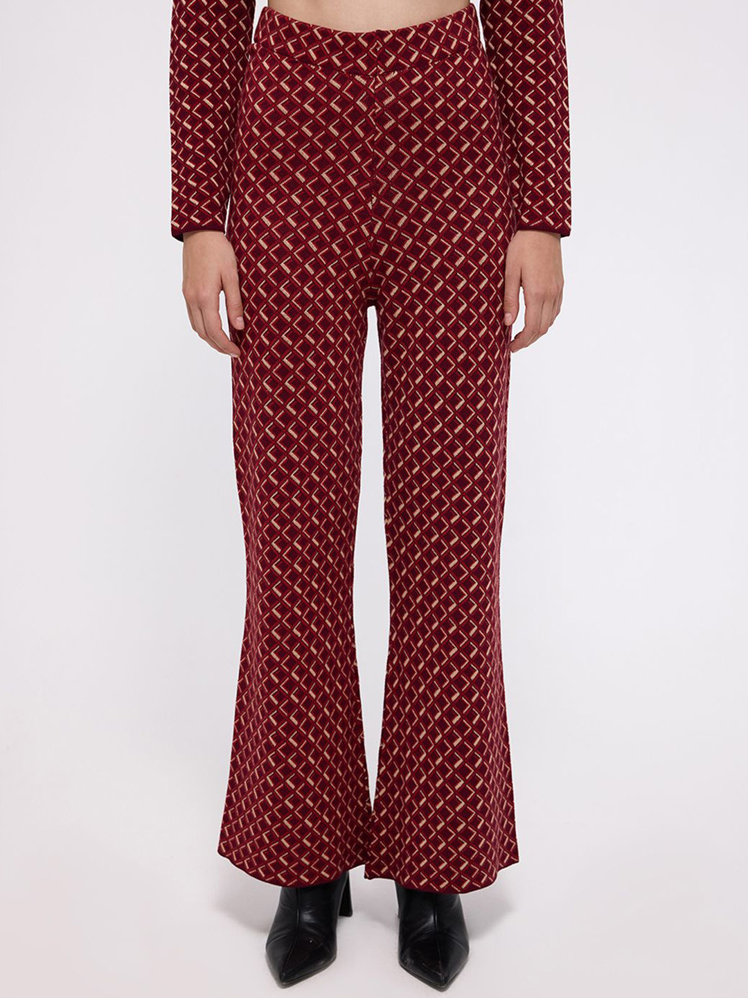 COVER STORY Women Printed Flared Bootcut Trousers