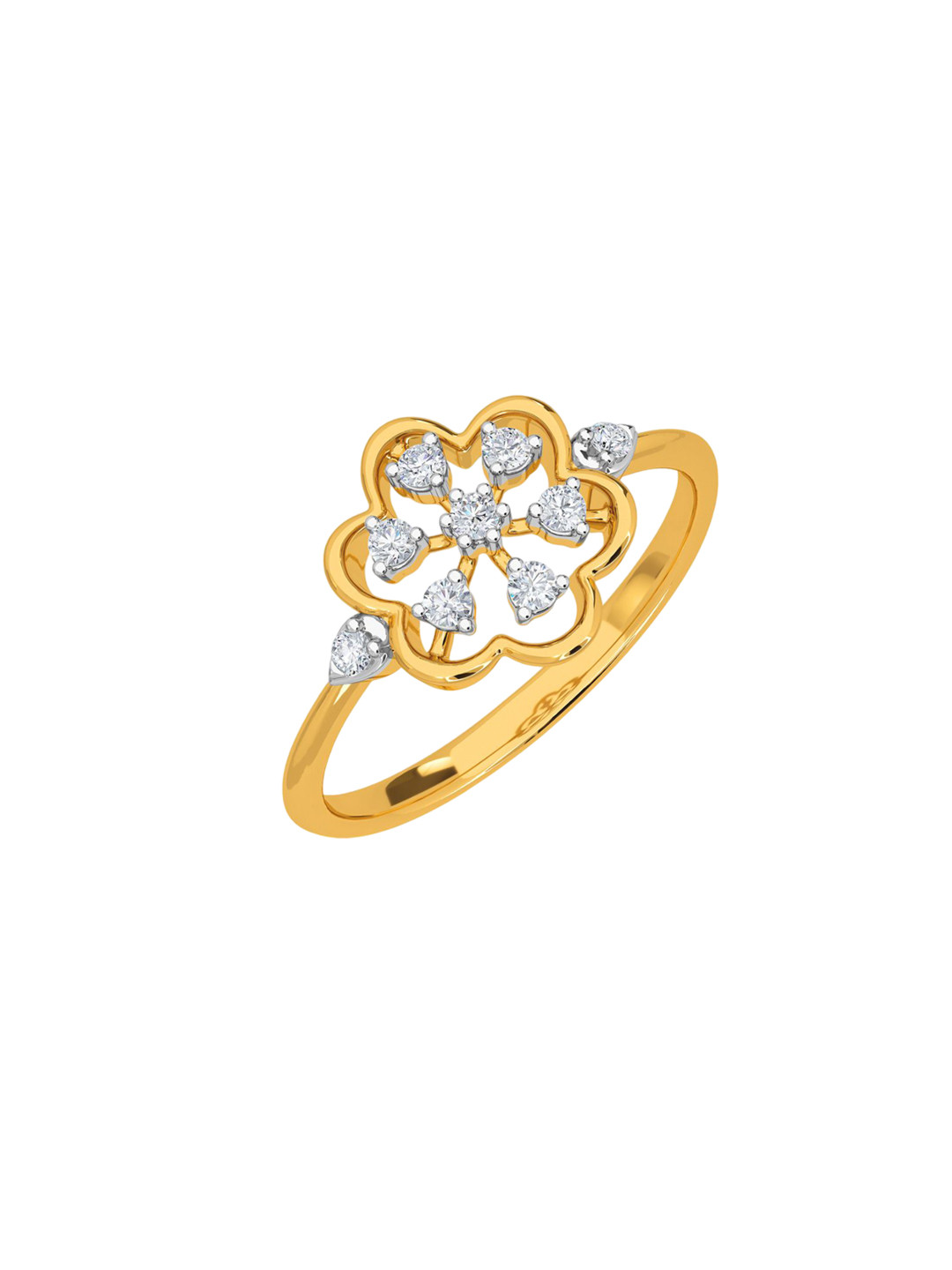 KISNA DIAMOND AND GOLD JEWELLERY Women 14KT Bethan Diamond Ring 1.35gm