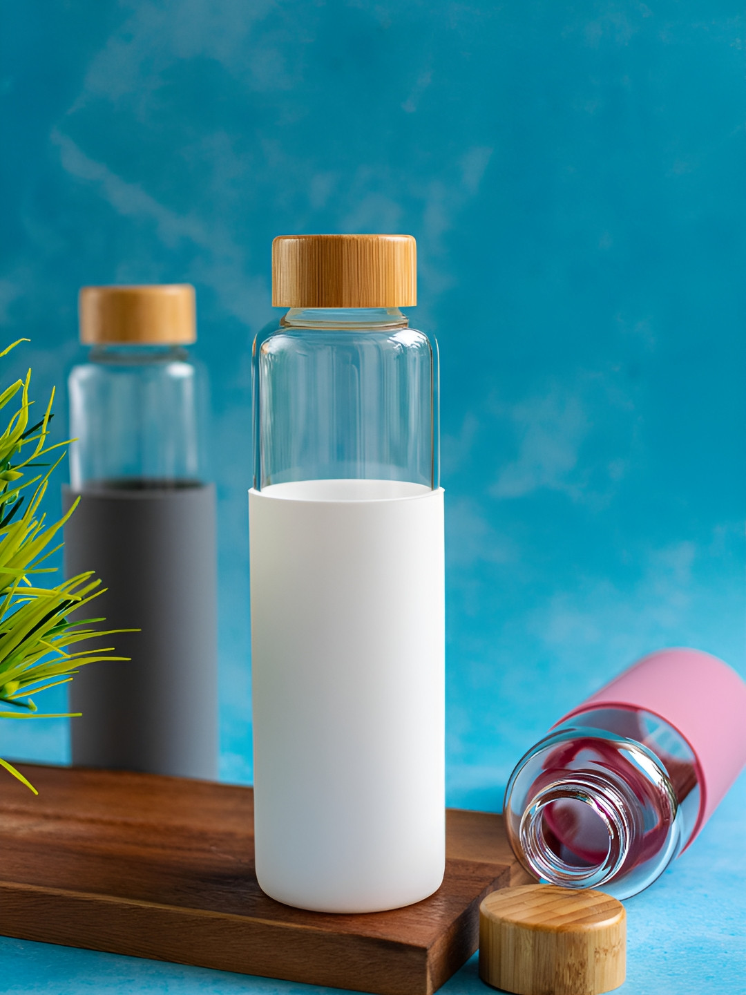 NATURALLY YOURS NY Transparent Solid Glass Spill Proof Water Bottle - 550ml