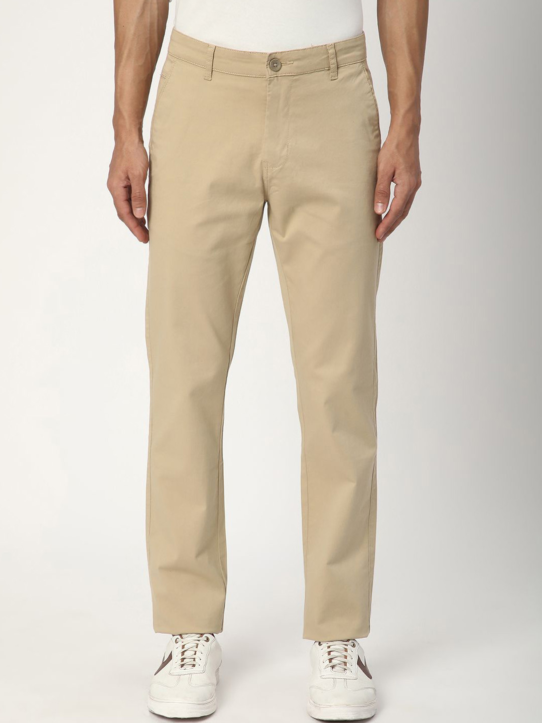 R&B Men Flat-Front Mid-Rise Trousers