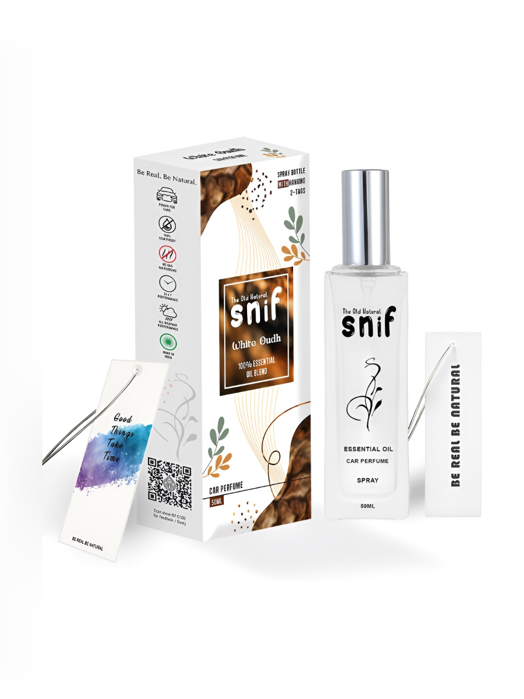 The Old Natural White Oudh Spray Car Freshener With Essential Oils - 50 ml