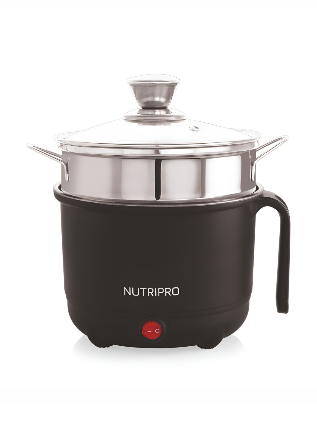 Nutripro Black Stainless Steel Electric Kettle With Steamer Vegetable Stand & Egg Tray